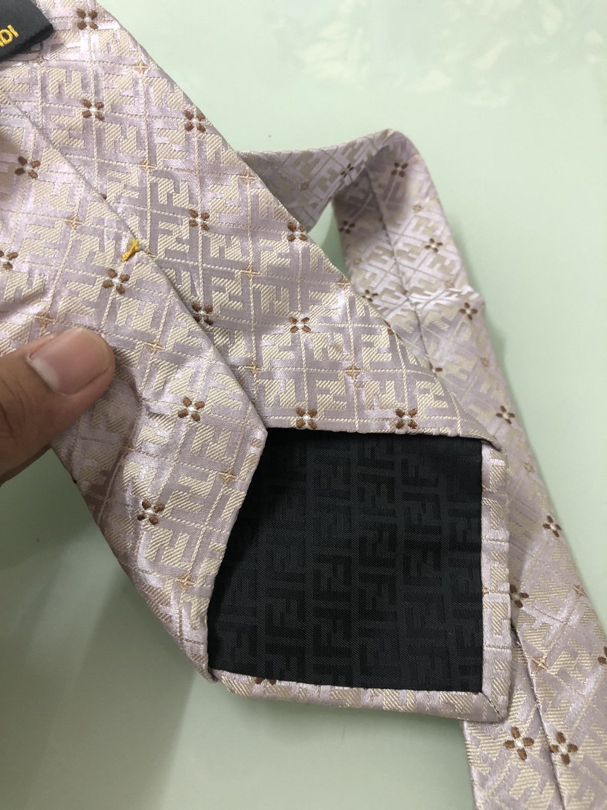Fendi Vintage FENDI Zucca Monogram Pink Silk Ties Size ONE SIZE - 10 Thumbnail
