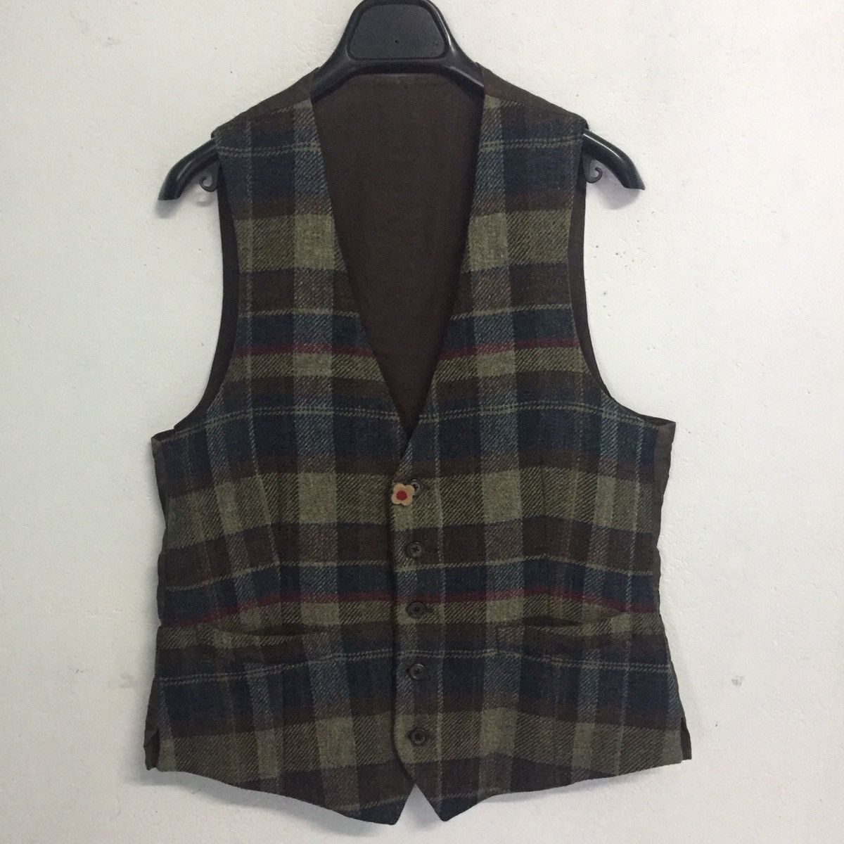 image of Lardini Nova Checkered Wool Vest Made In Italy, Men's (Size Small)