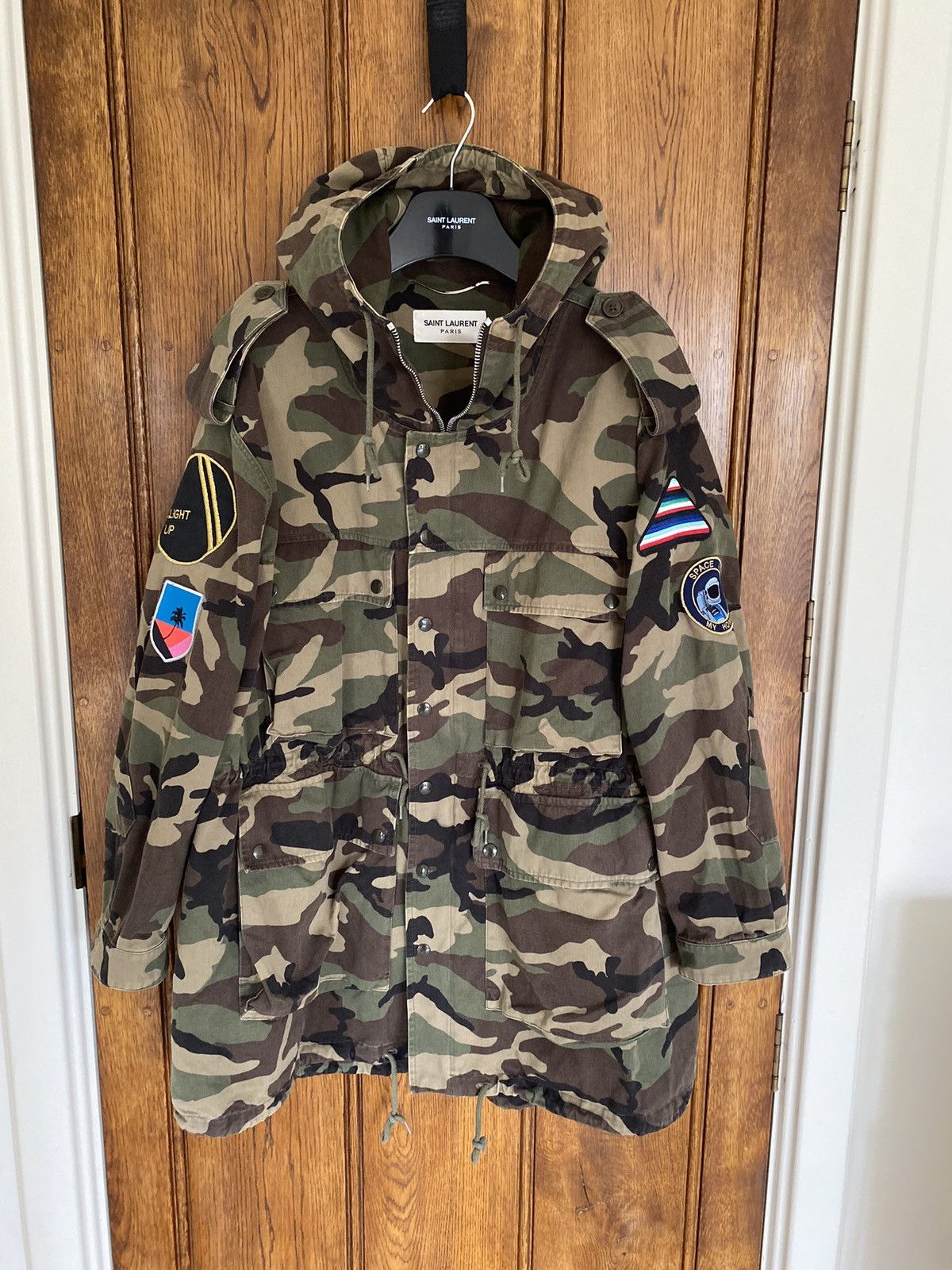 SS16 Saint Laurent 'surf sound' rocket camo parka coat Hedi