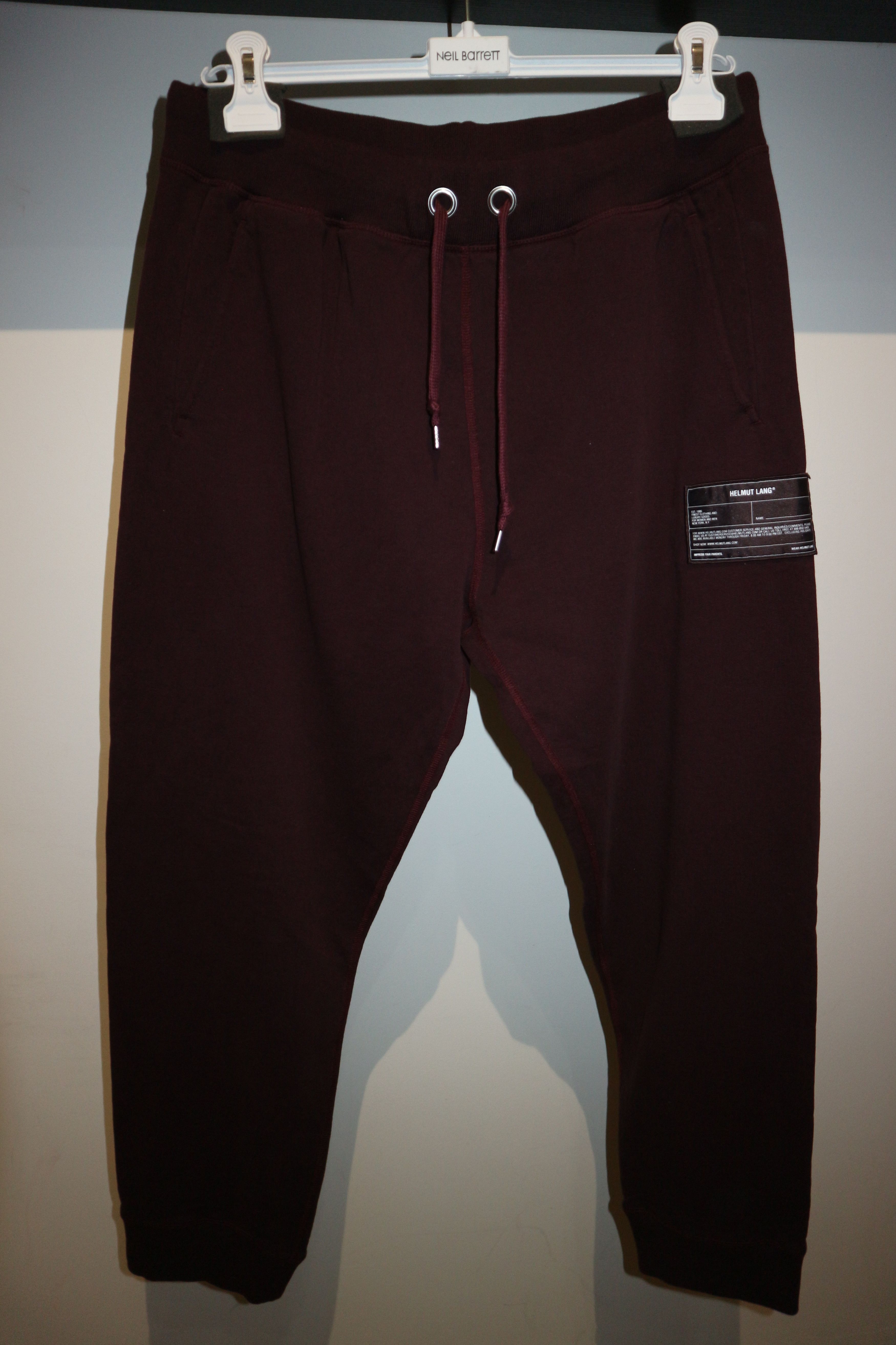 image of Helmut Lang Burgundy Logo Patch Sweatpants, Men's (Size 36)
