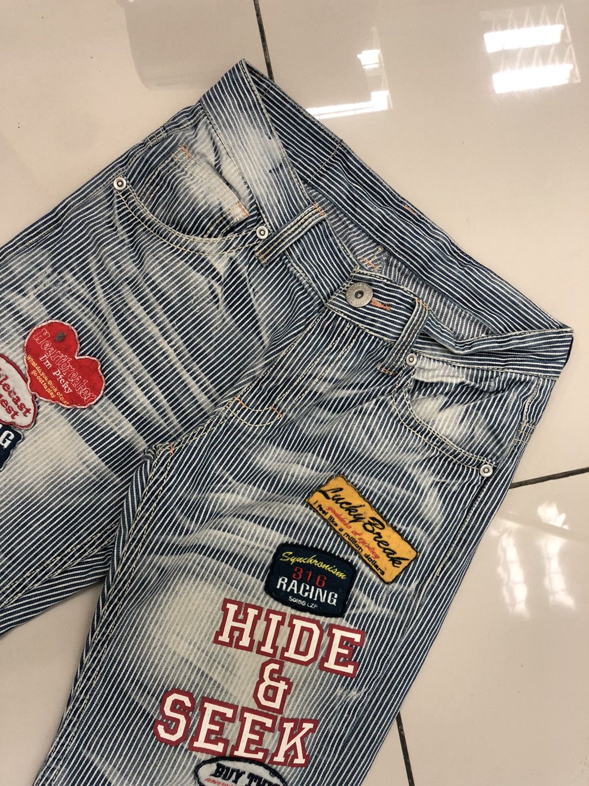 Japanese Brand × Seditionaries Love Denim Rare Hickory stripe with patches Size US 32 / EU 48 - 3 Thumbnail