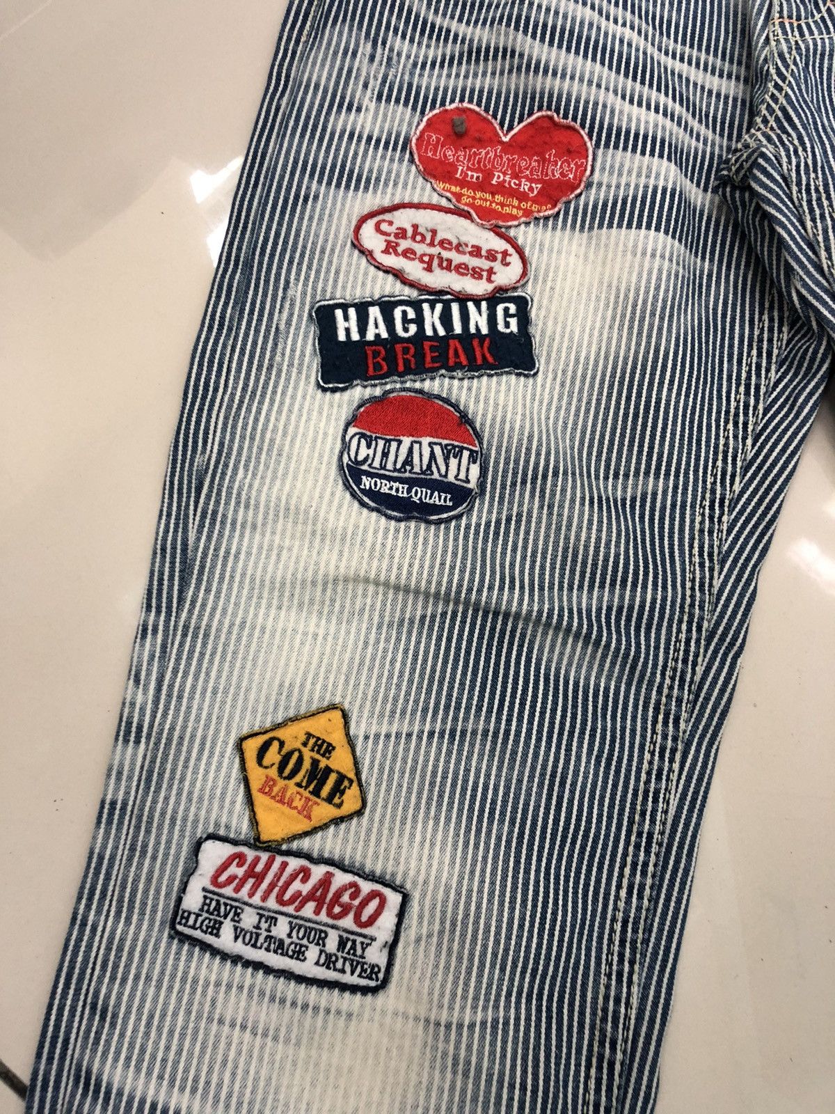 Japanese Brand × Seditionaries Love Denim Rare Hickory stripe with patches Size US 32 / EU 48 - 4 Thumbnail
