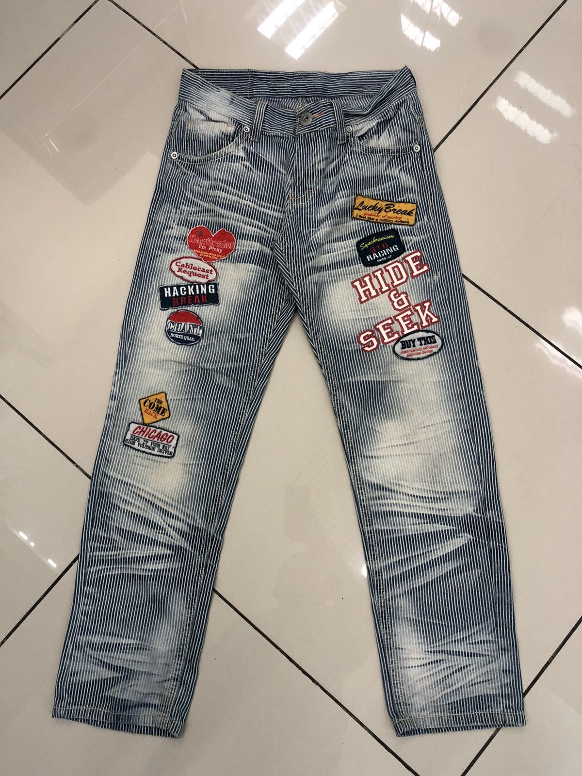 Japanese Brand × Seditionaries Love Denim Rare Hickory stripe with patches Size US 32 / EU 48 - 1 Thumbnail