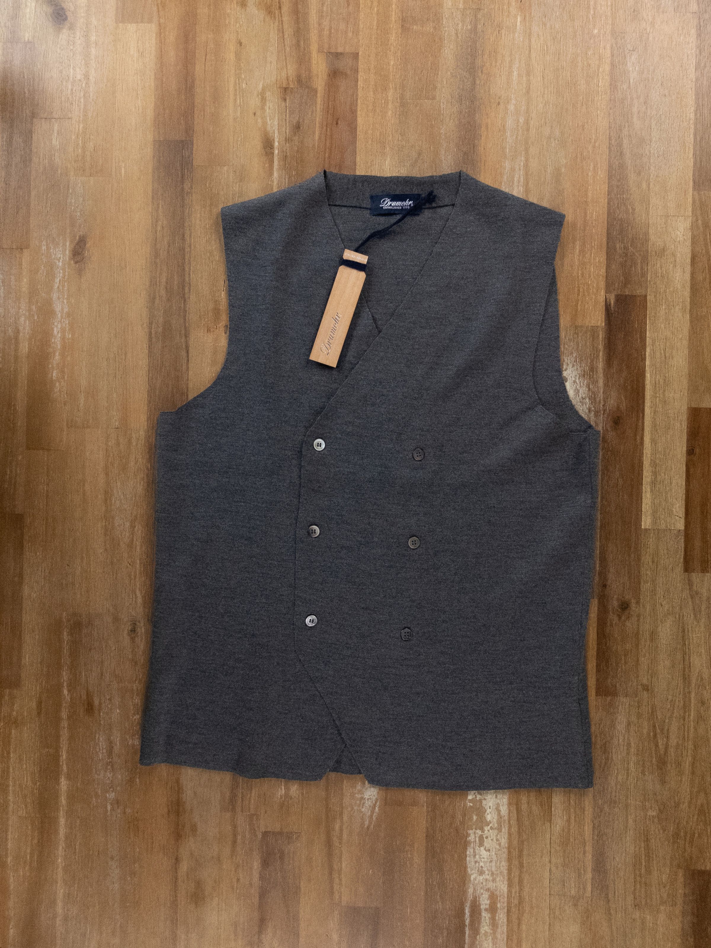image of Drumohr Gray Wool Knit Vest Gilet Sweater 50 Large NWT in Grey, Men's