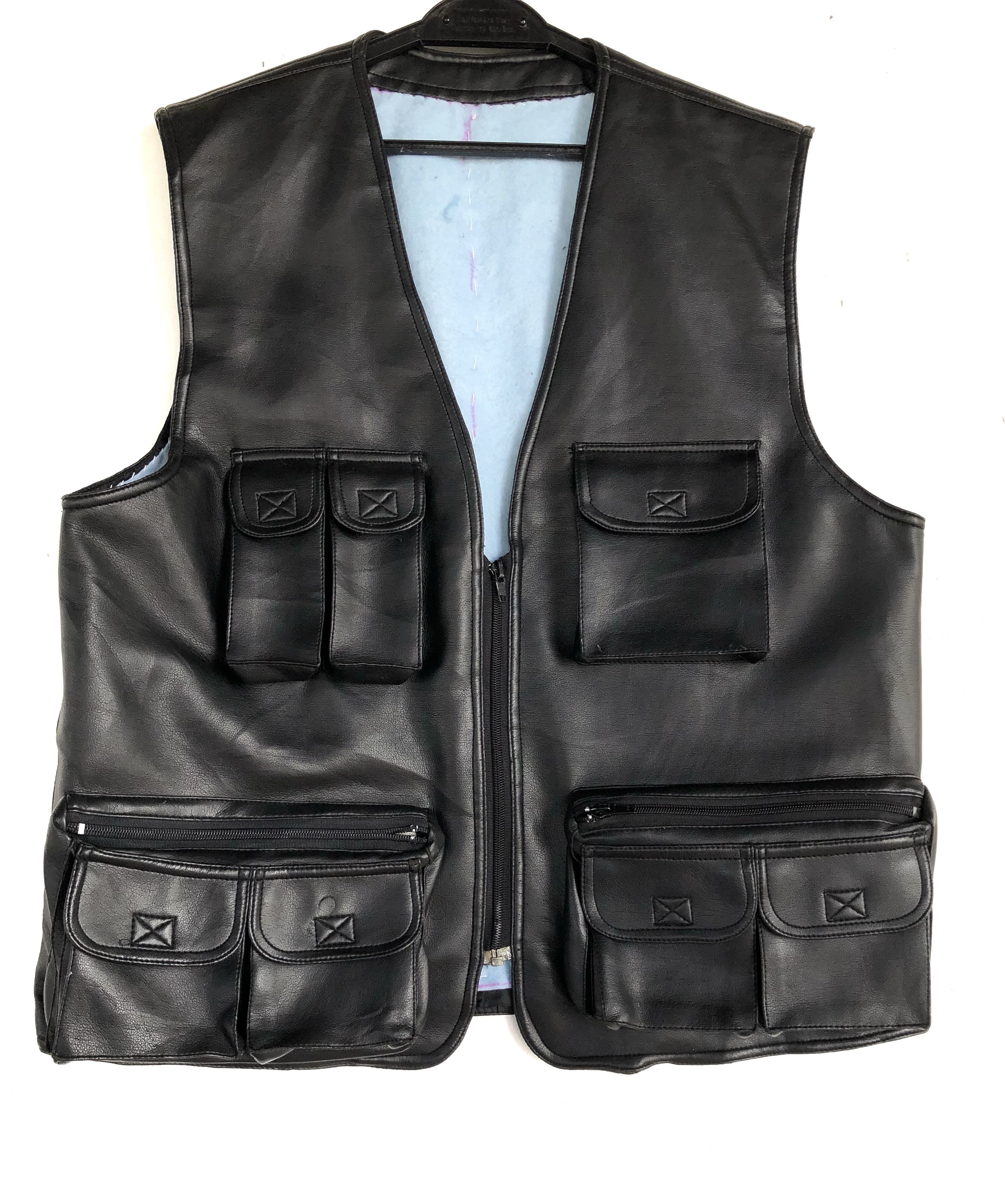 Japanese Brand VINTAGE UTILITY MULTI-POCKETS FAUX LEATHER SHORT VEST Size US L / EU 52-54 / 3 - 3 Thumbnail