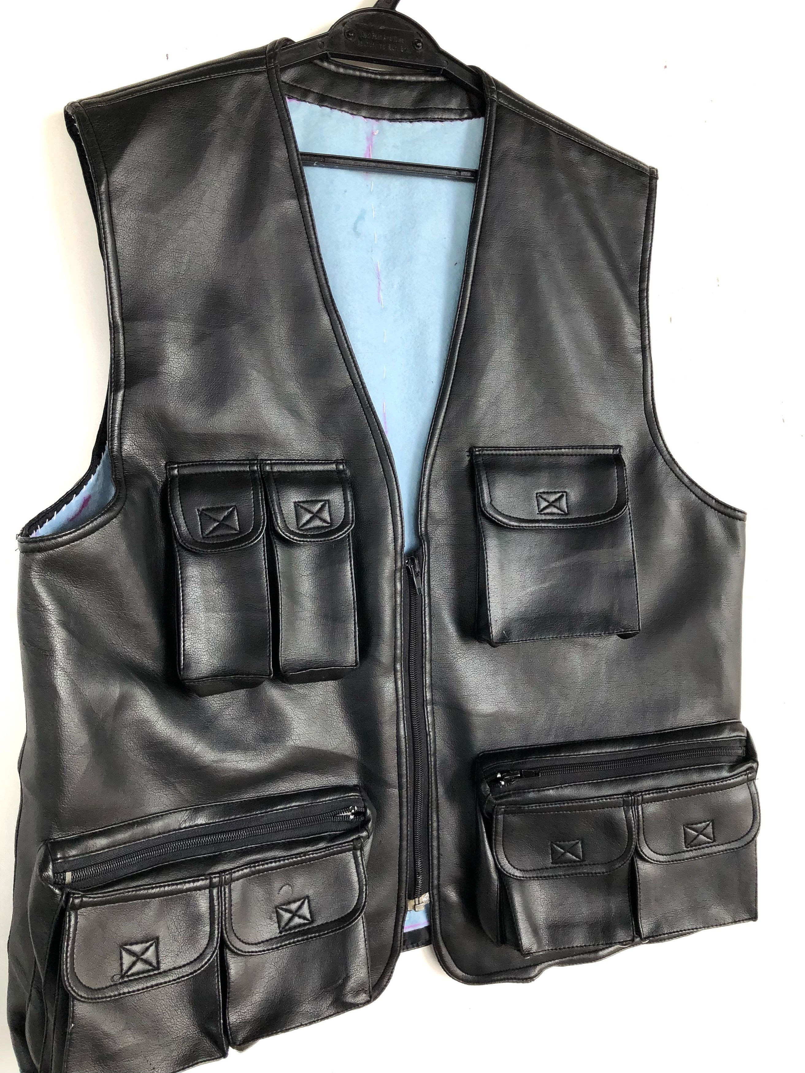 Japanese Brand VINTAGE UTILITY MULTI-POCKETS FAUX LEATHER SHORT VEST Size US L / EU 52-54 / 3 - 6 Thumbnail