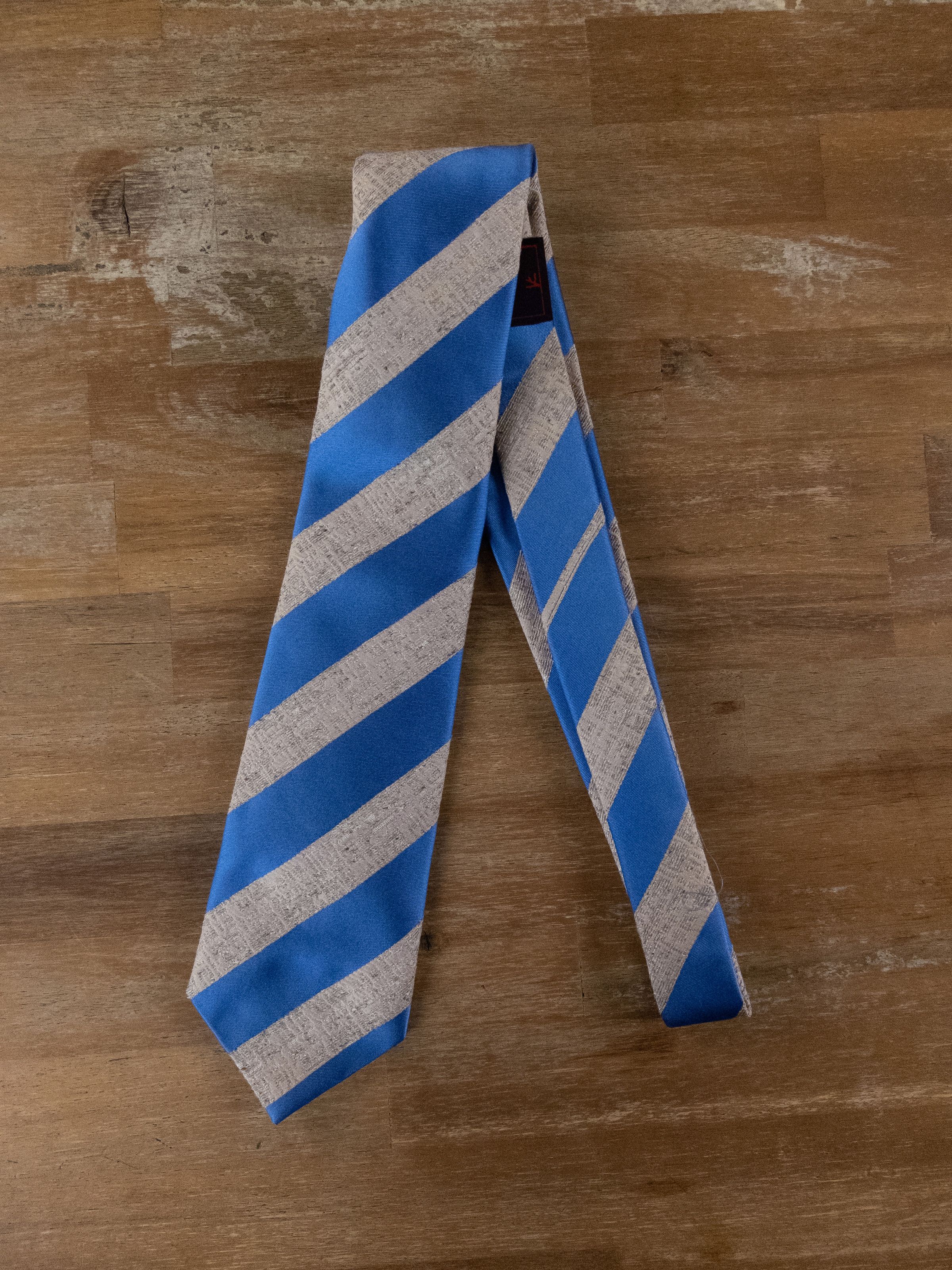 Isaia ISAIA beige blue 7 fold striped silk tie authentic NWT Size ONE SIZE - 1 Thumbnail