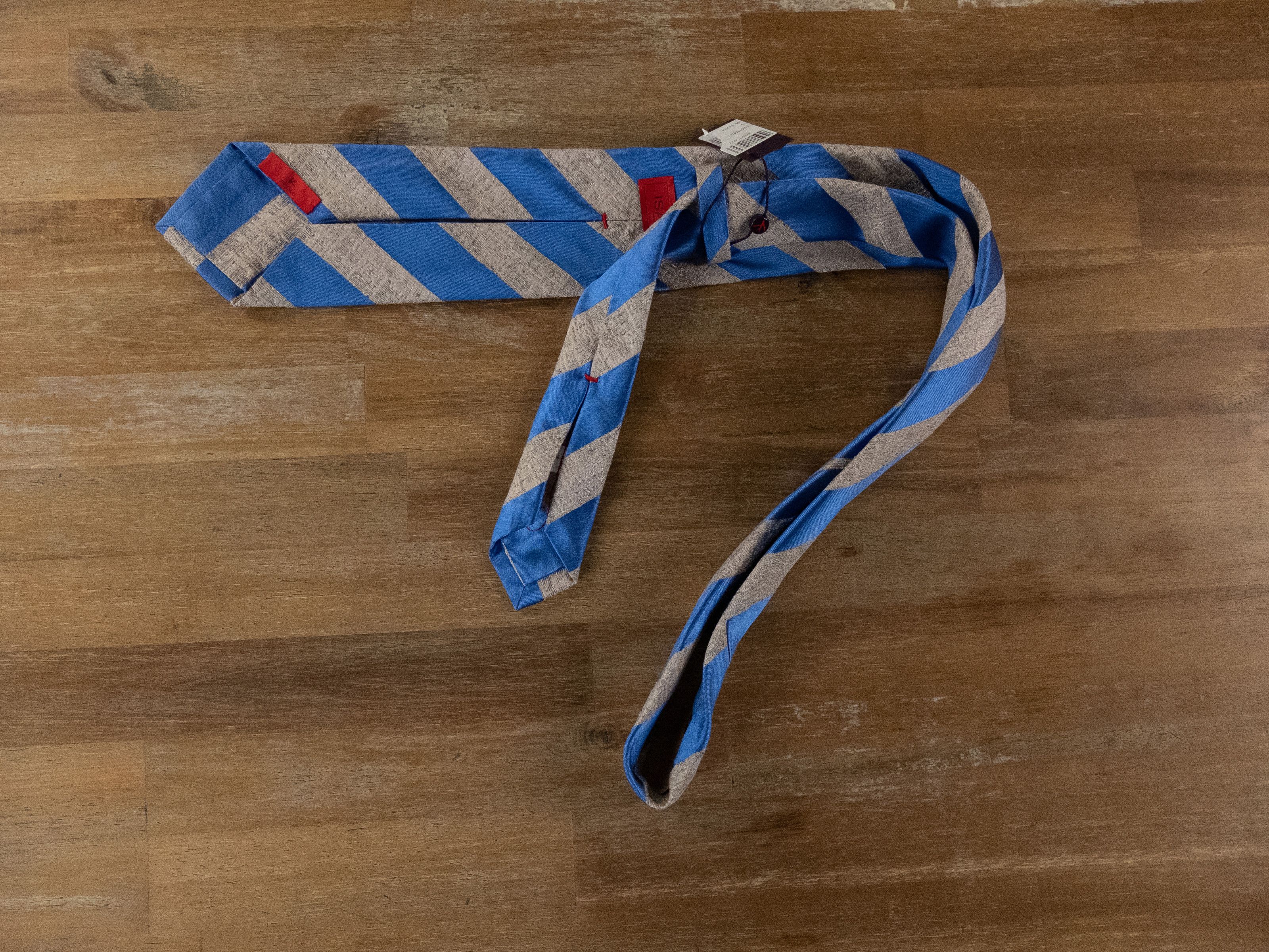 Isaia ISAIA beige blue 7 fold striped silk tie authentic NWT Size ONE SIZE - 2 Thumbnail