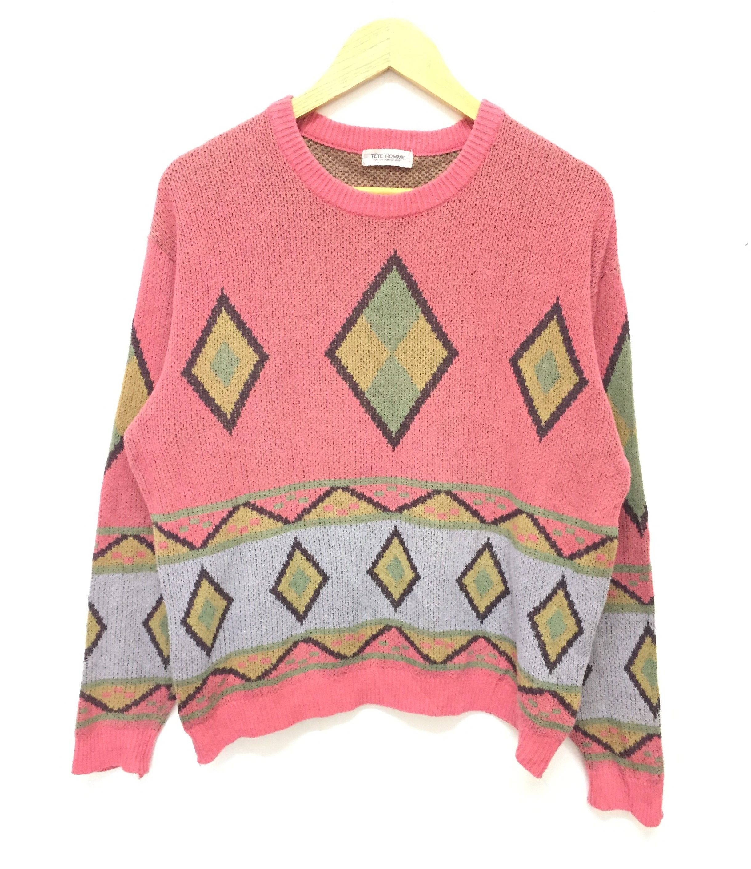 Tete Homme 80's TETE HOME By Katoh Kazutaka intarsia Ortega knit Size US M / EU 48-50 / 2 - 2 Thumbnail