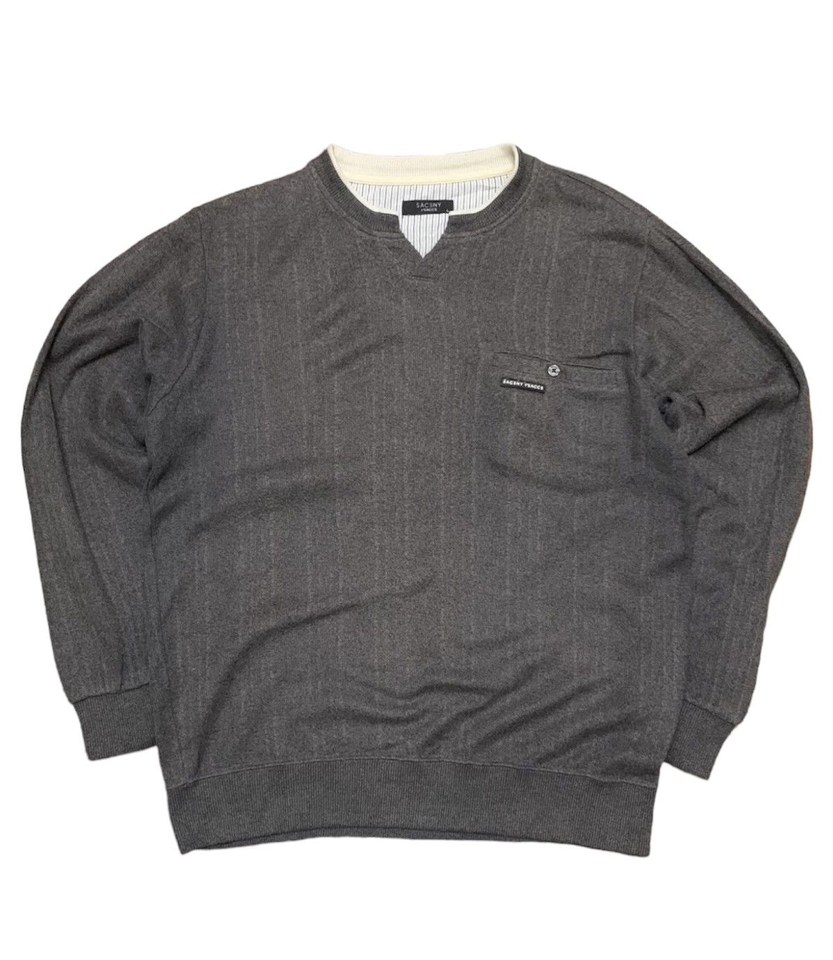 image of Yohji Yamamoto x YS Vintage Sacsny Y'saccs Sweatshirt Open Collar in Grey, Men's (Size Large)