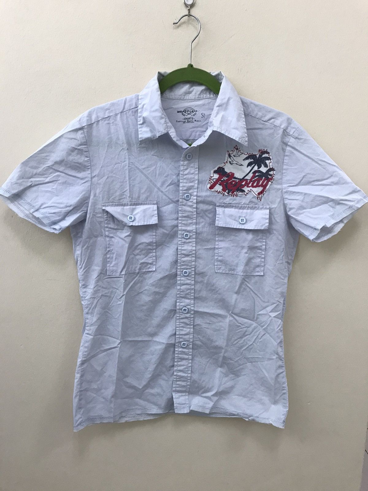 image of Replay Honolulu Surf Style Button Up Shirt in White, Women's (Size Small)