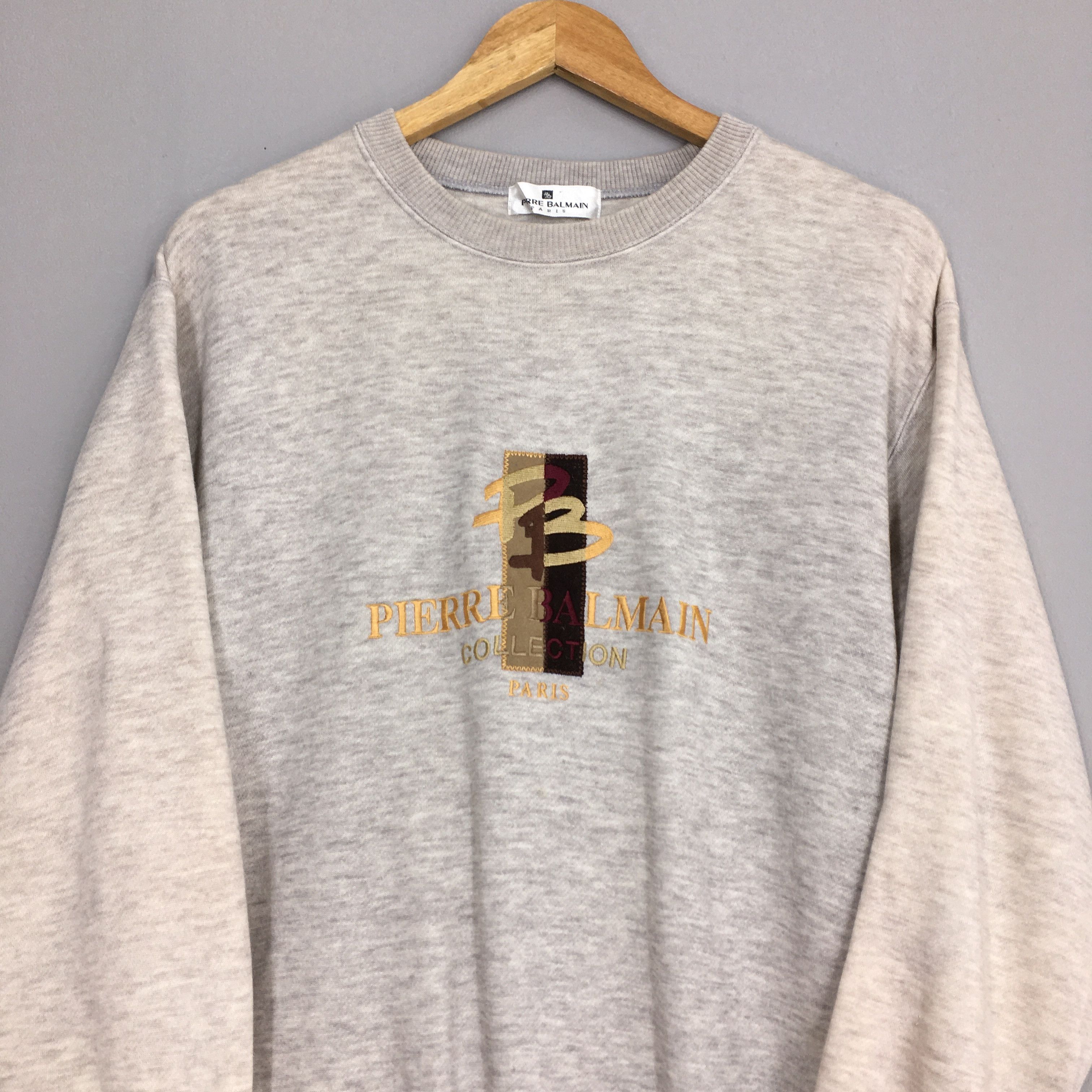 Designer × Pierre Balmain Pierre Balmain Sweater Unisex Medium Gray Size US M / EU 48-50 / 2 - 2 Thumbnail