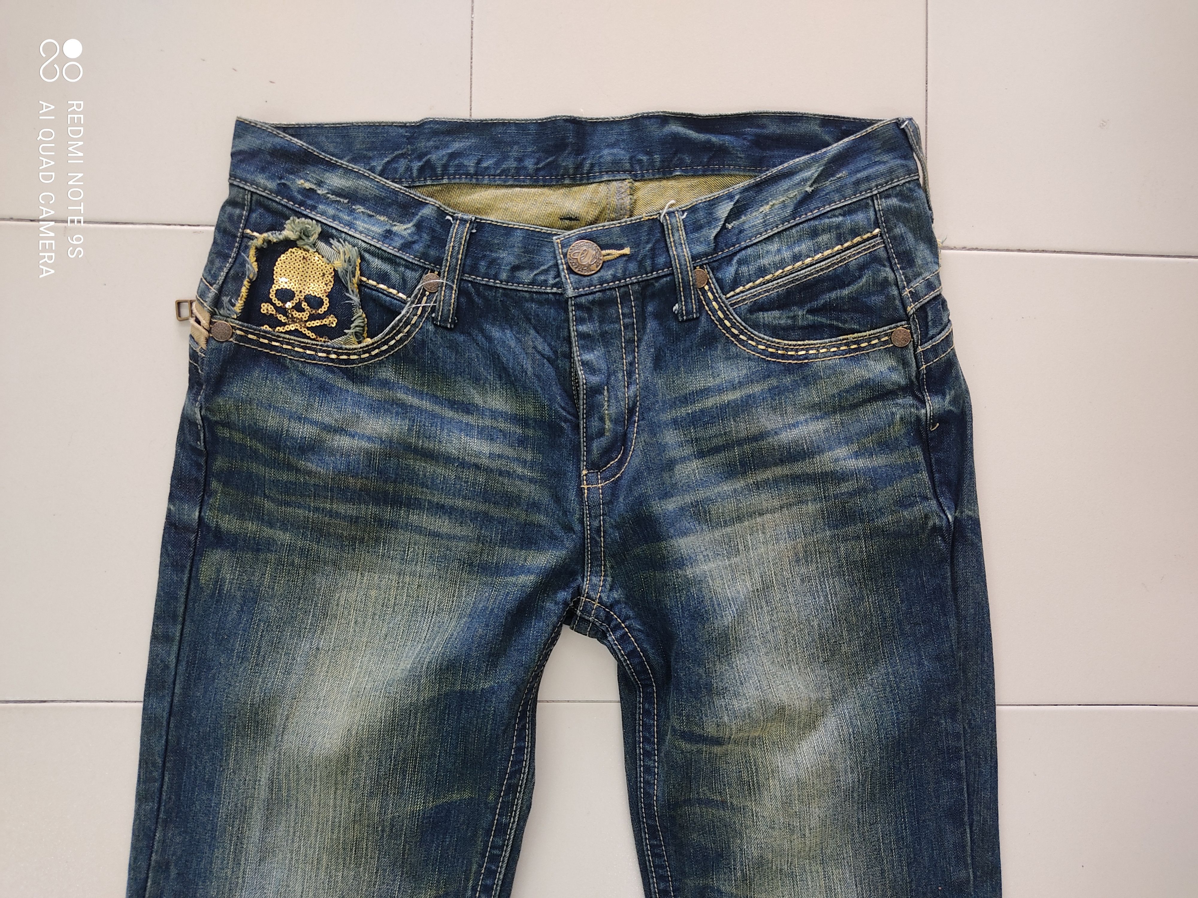 Japanese Brand Classical Elf SKULL Big Logo Jeans Size US 35 - 3 Thumbnail