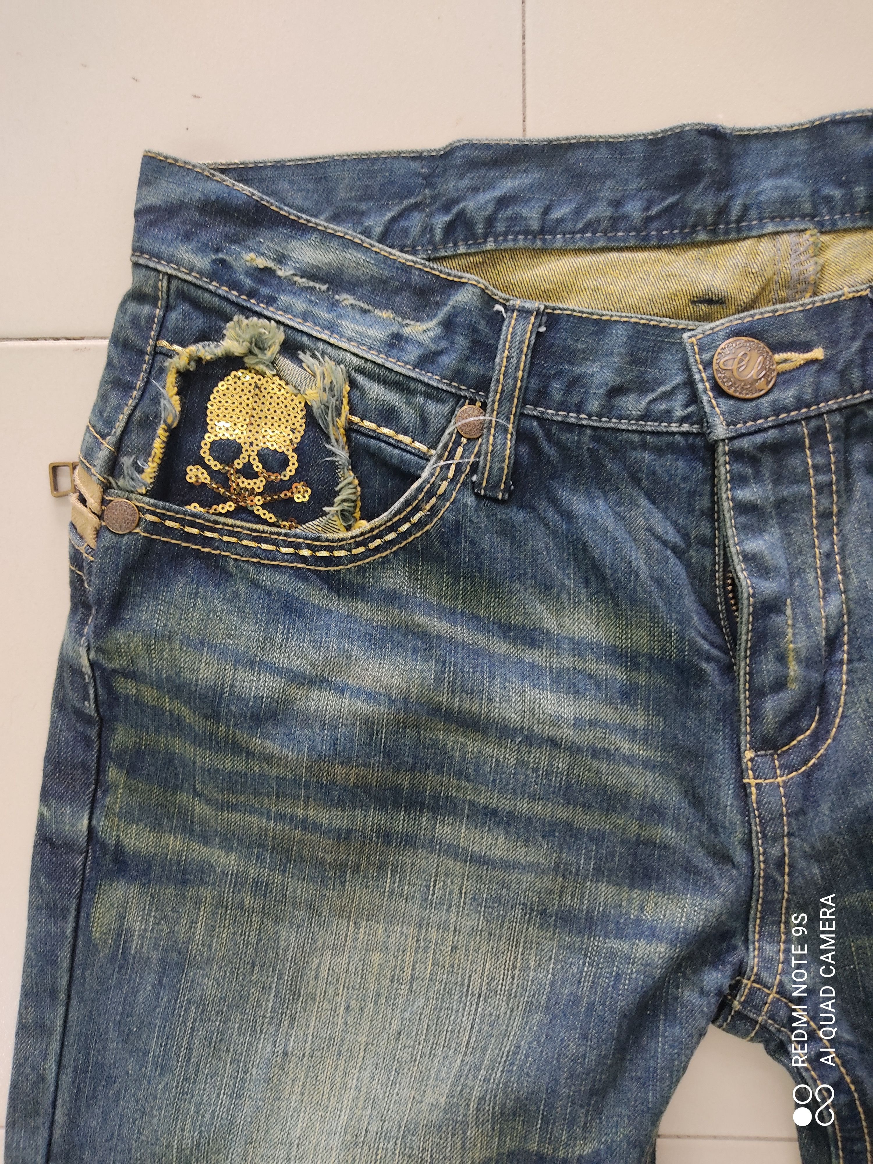 Japanese Brand Classical Elf SKULL Big Logo Jeans Size US 35 - 5 Thumbnail