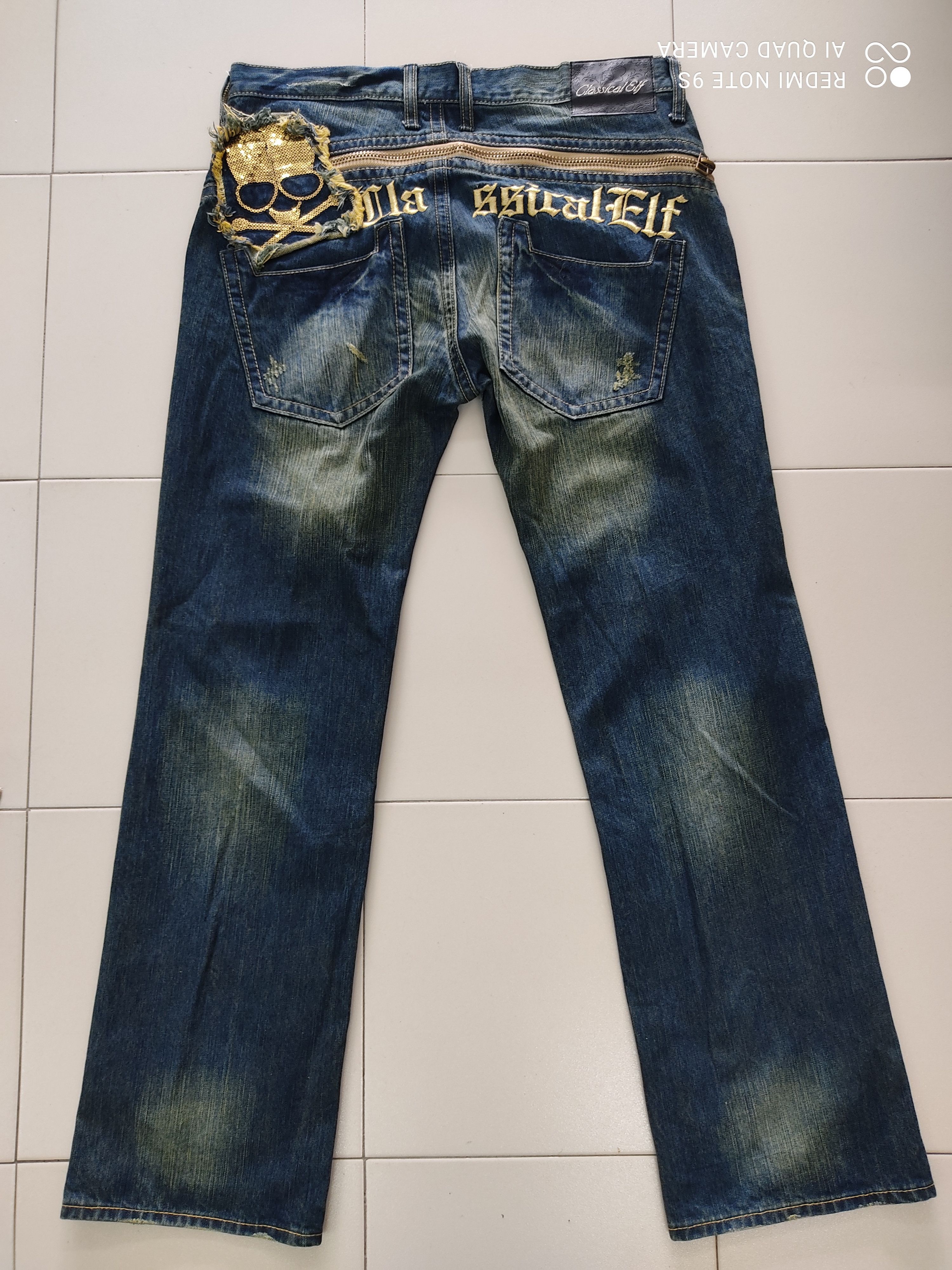Japanese Brand Classical Elf SKULL Big Logo Jeans Size US 35 - 9 Thumbnail