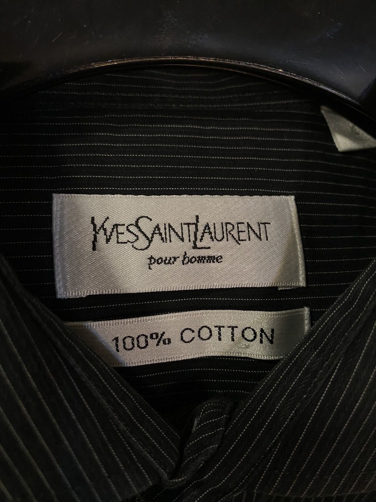Yves Saint Laurent Black YSL Shirt Cotton Logo Yves Saint Laurent Shirt Size US S / EU 44-46 / 1 - 4 Thumbnail