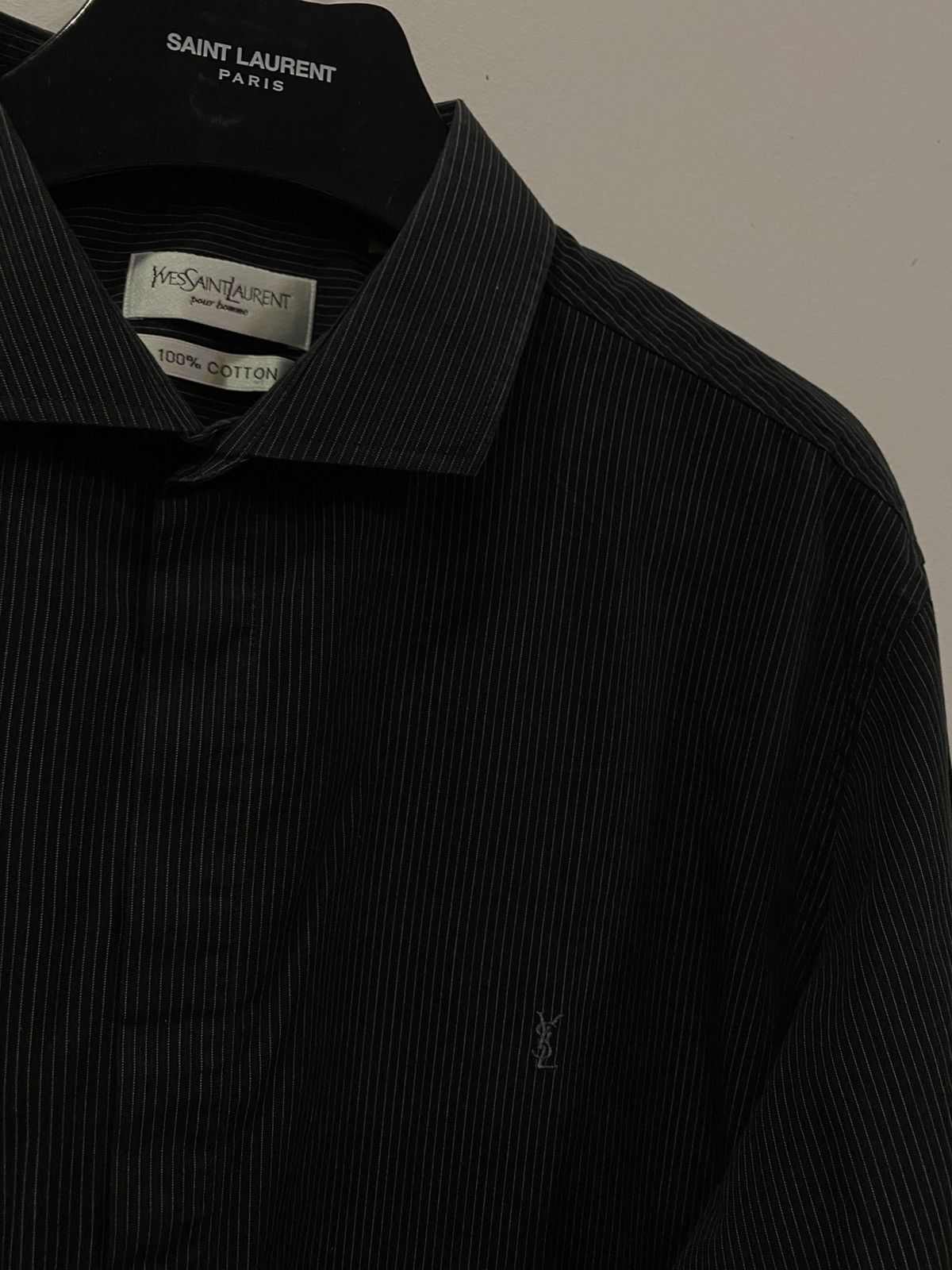 Yves Saint Laurent Black YSL Shirt Cotton Logo Yves Saint Laurent Shirt Size US S / EU 44-46 / 1 - 1 Thumbnail