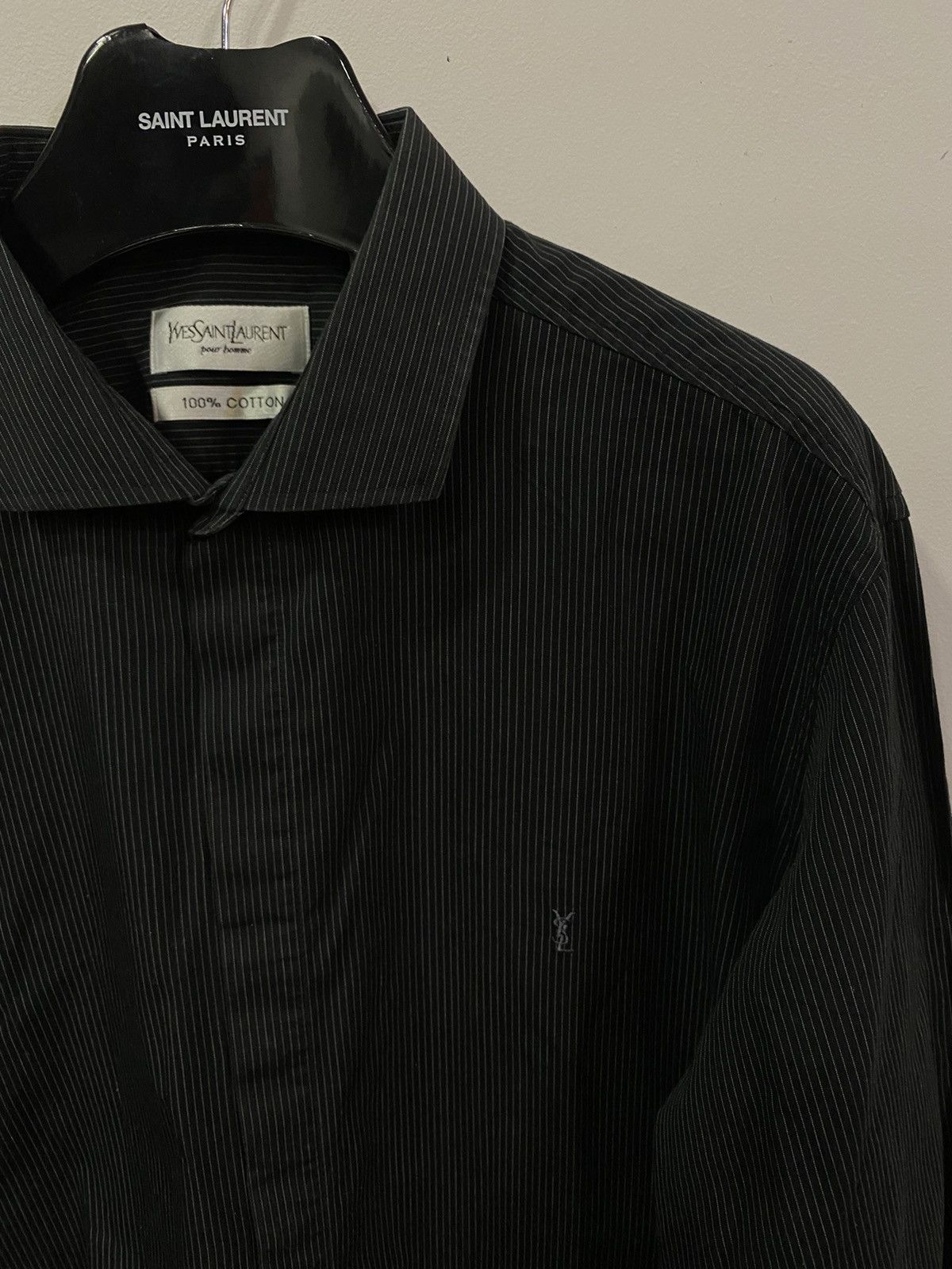 Yves Saint Laurent Black YSL Shirt Cotton Logo Yves Saint Laurent Shirt Size US S / EU 44-46 / 1 - 8 Thumbnail
