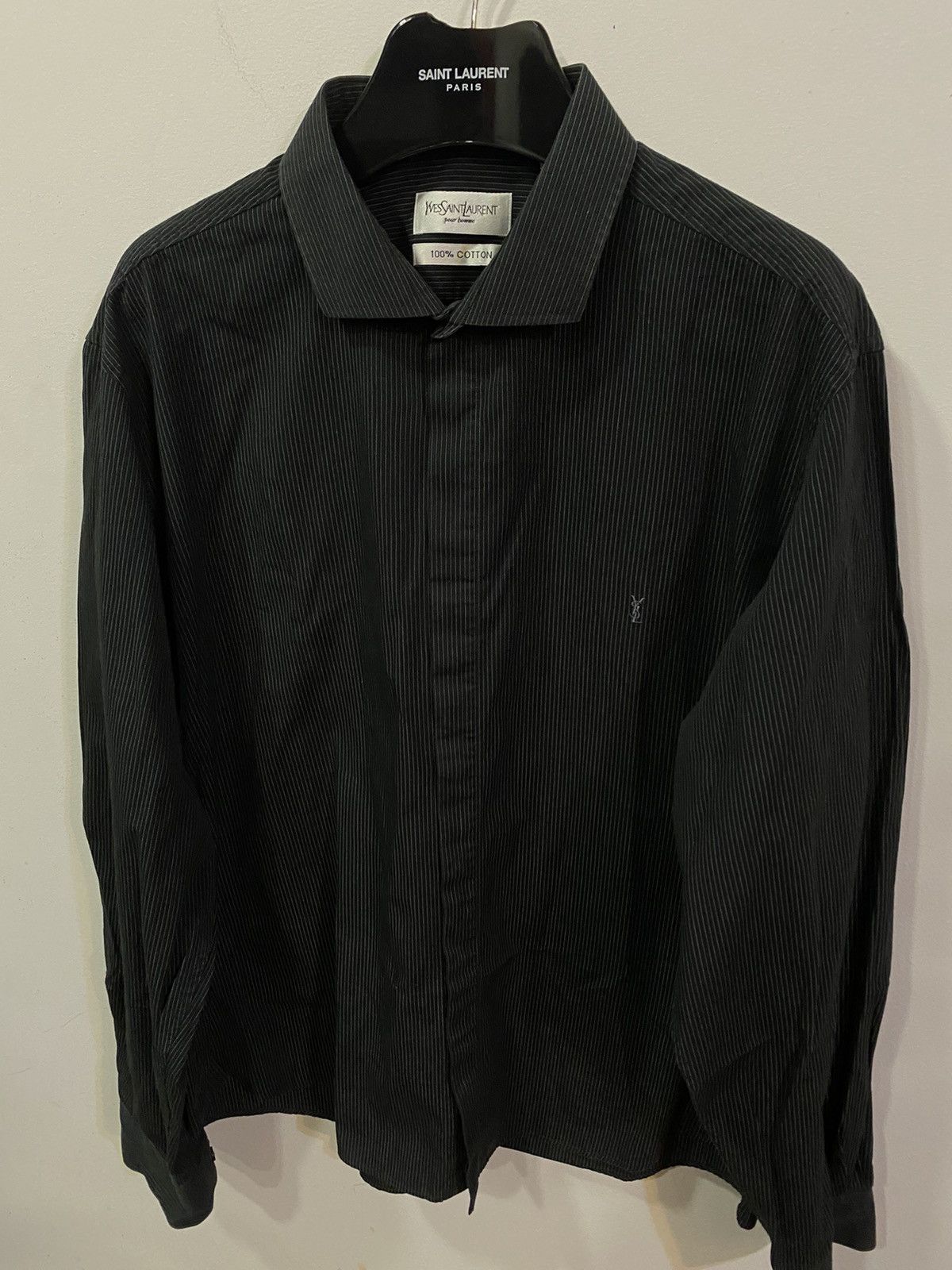 Yves Saint Laurent Black YSL Shirt Cotton Logo Yves Saint Laurent Shirt Size US S / EU 44-46 / 1 - 2 Thumbnail