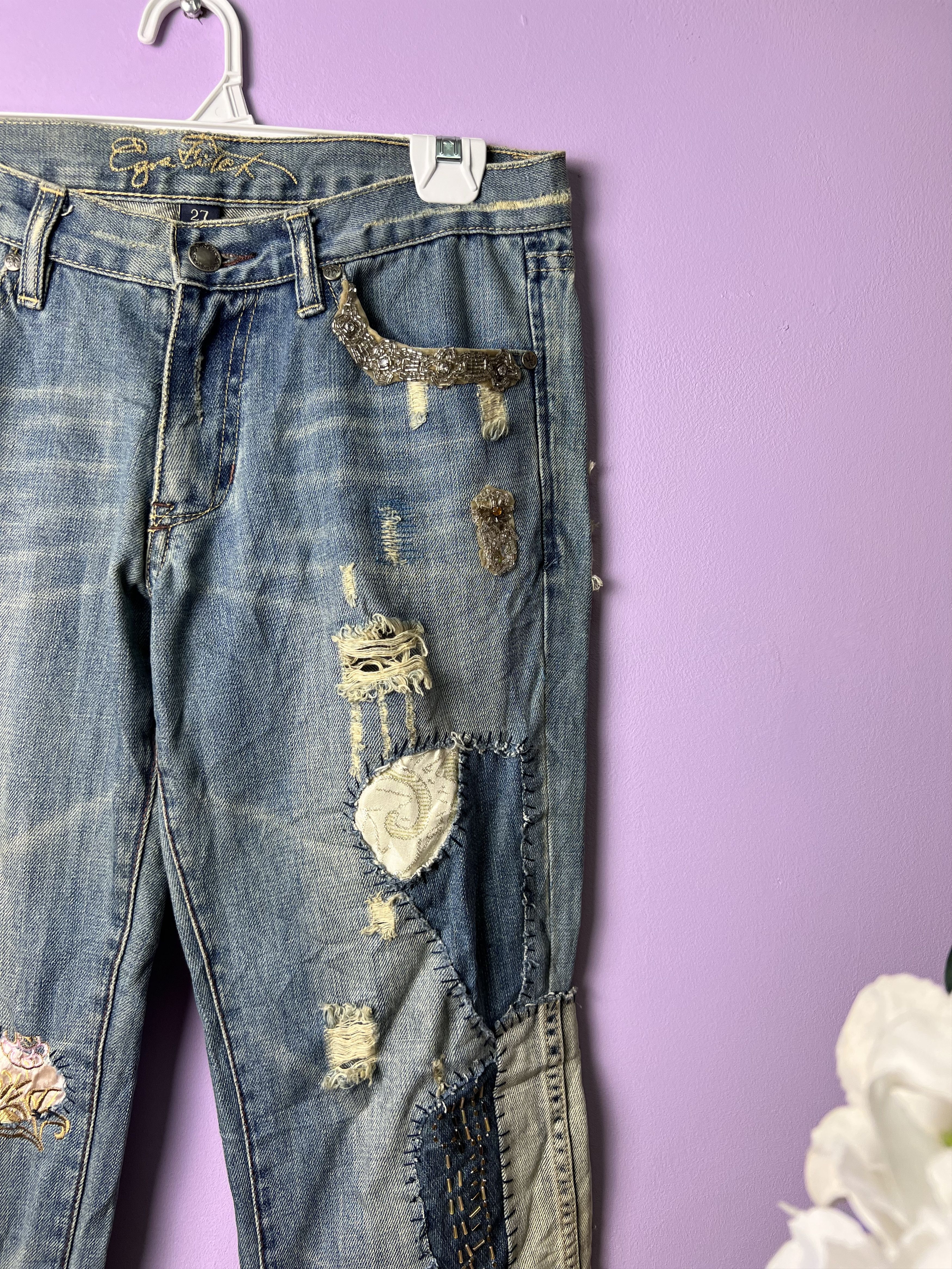 Japanese Brand 🔥Japanese Brand Patchwork Distressed Denim Size 32" / US 10 / IT 46 - 4 Thumbnail