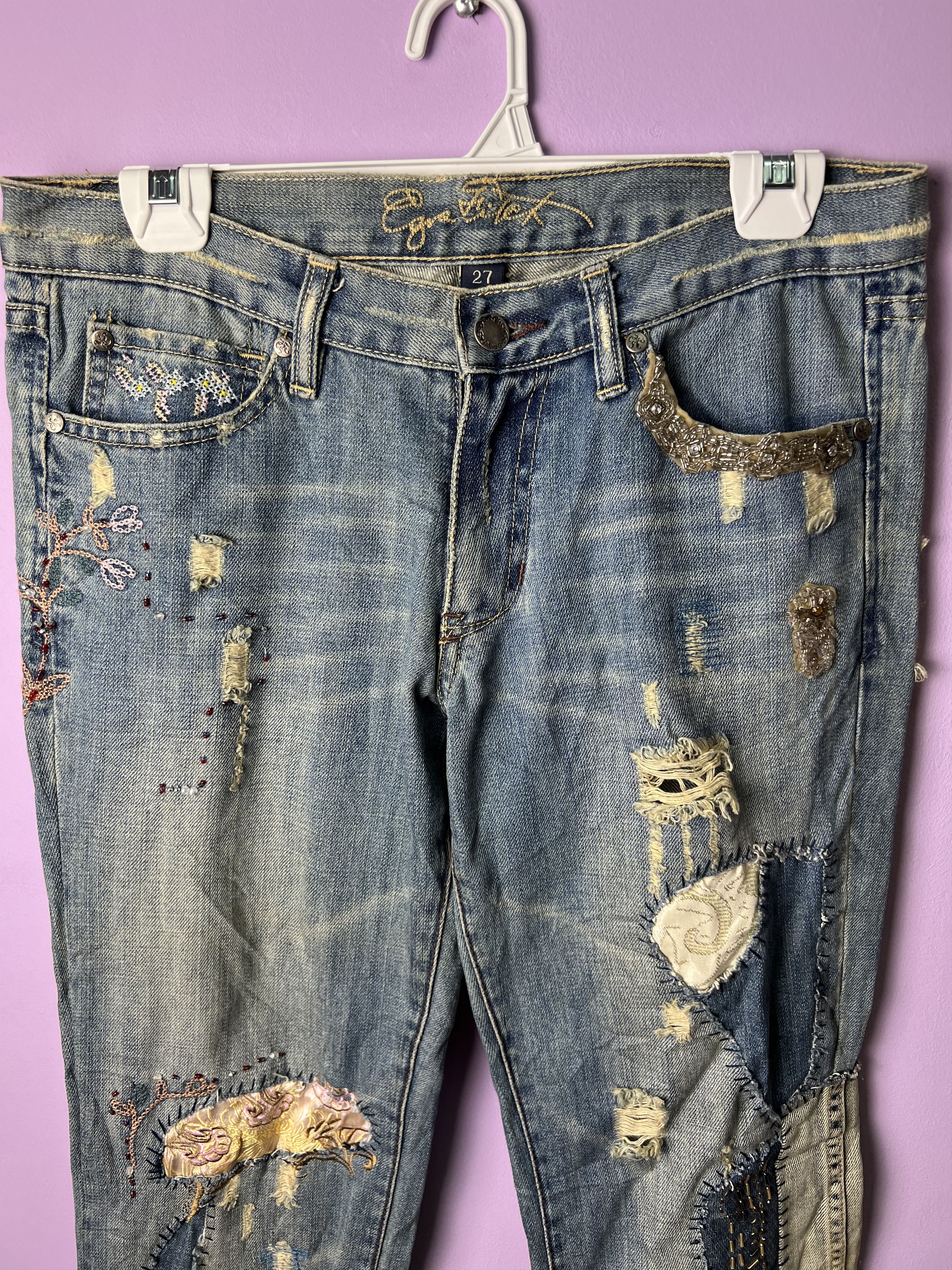 Japanese Brand 🔥Japanese Brand Patchwork Distressed Denim Size 32" / US 10 / IT 46 - 9 Thumbnail