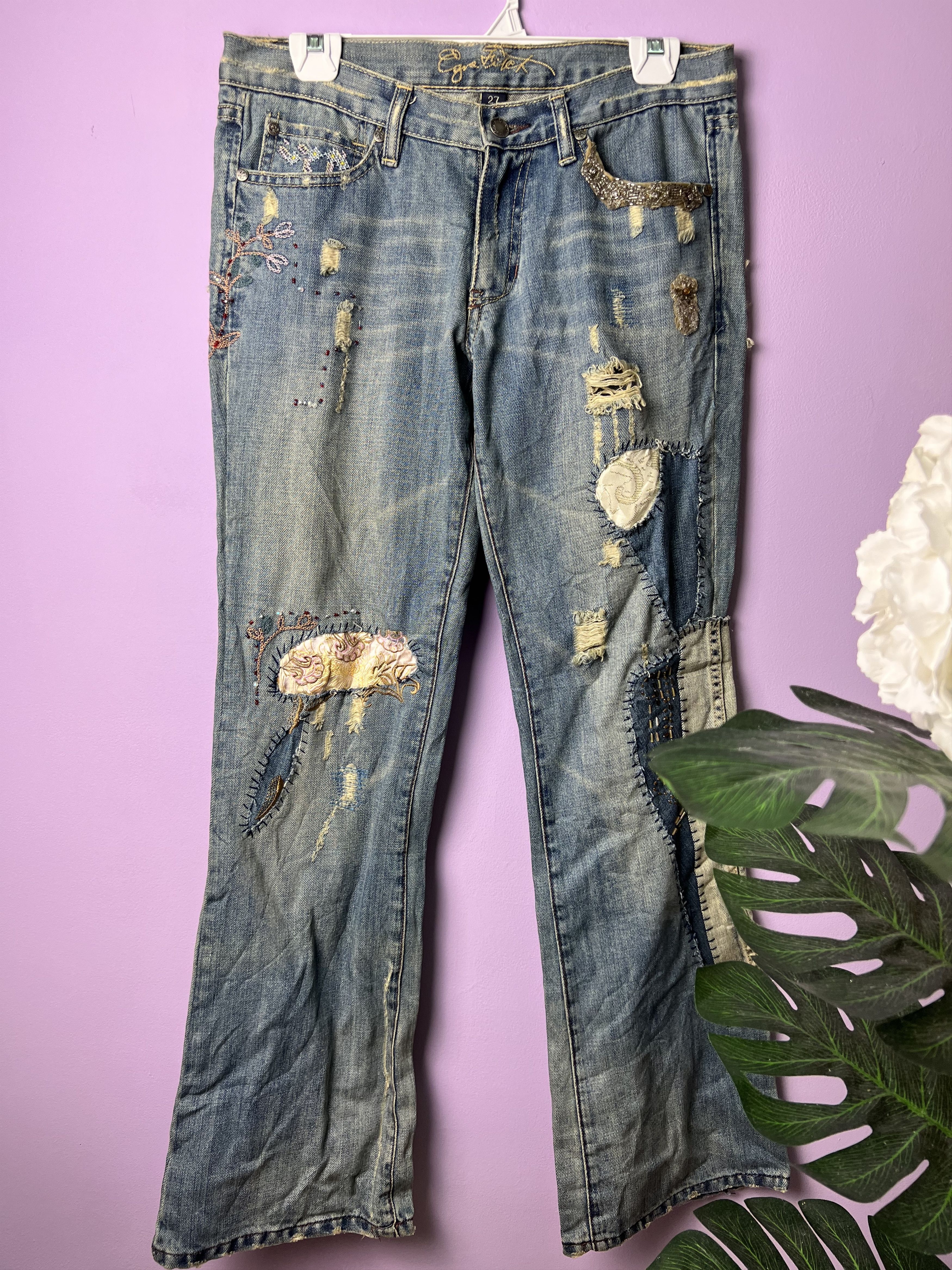 Japanese Brand 🔥Japanese Brand Patchwork Distressed Denim Size 32" / US 10 / IT 46 - 2 Thumbnail