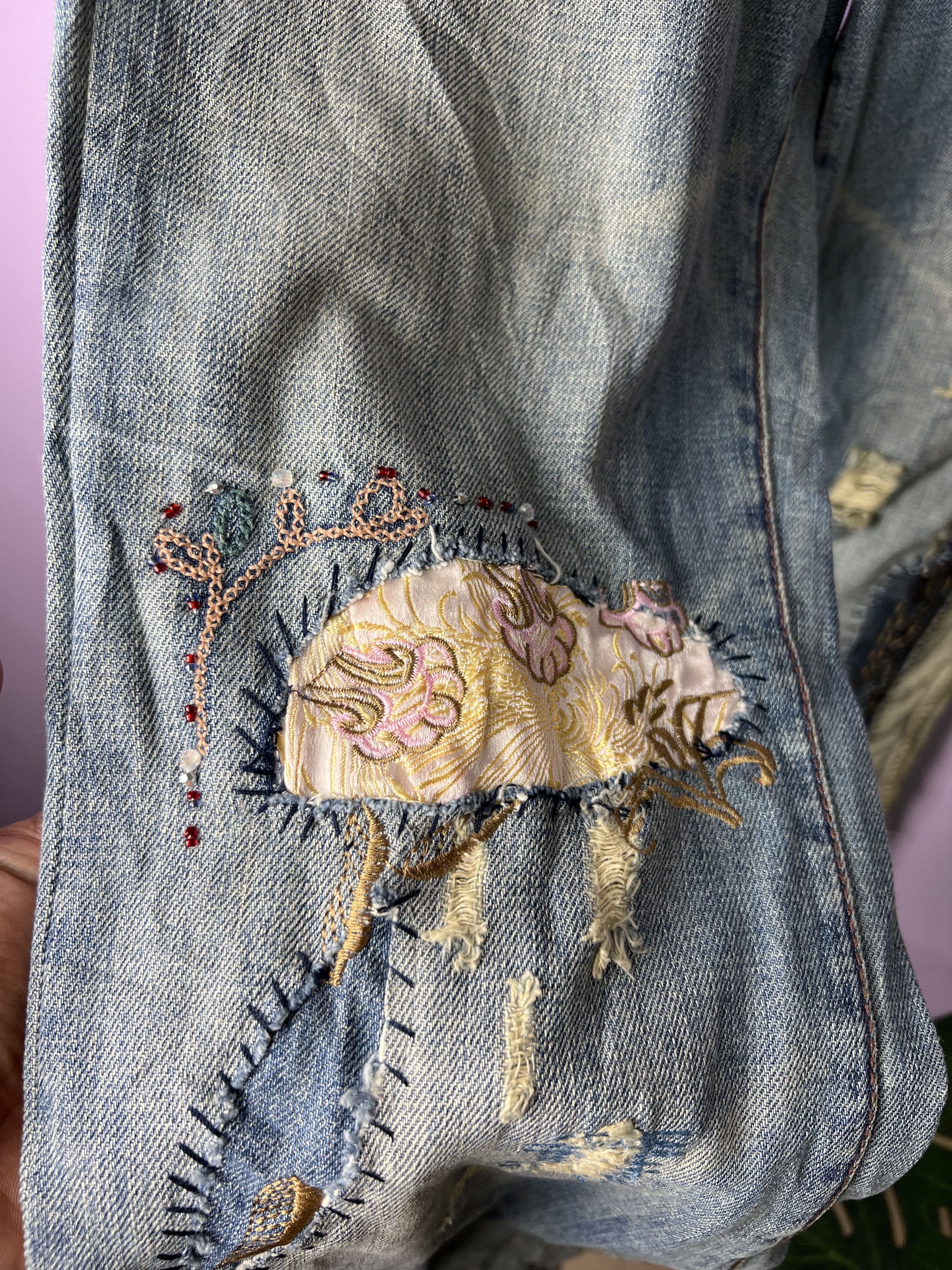 Japanese Brand 🔥Japanese Brand Patchwork Distressed Denim Size 32" / US 10 / IT 46 - 12 Thumbnail