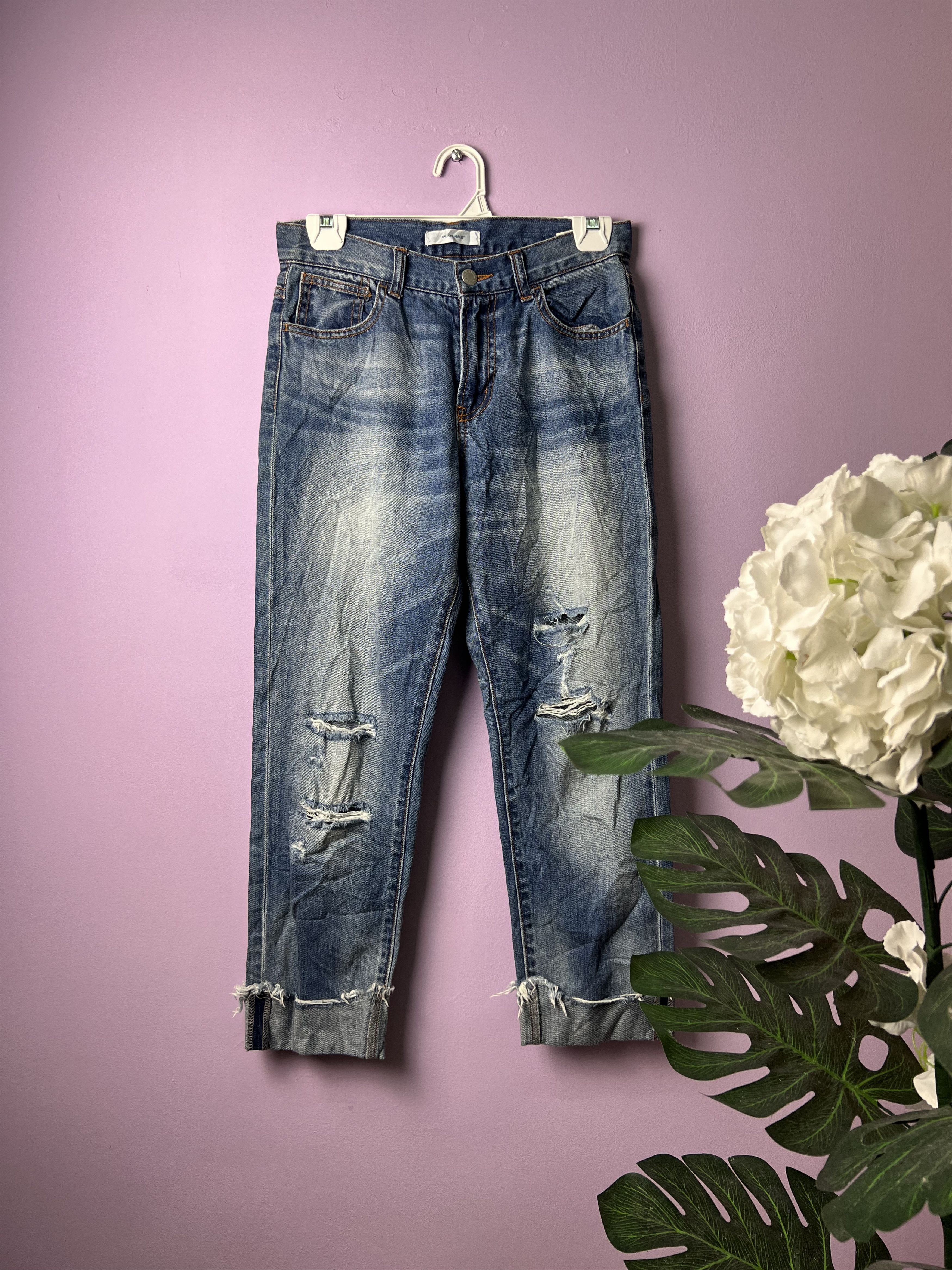Japanese Brand 🔥Cropped Back Number Distressed Denim Size US 28 / EU 44 - 1 Thumbnail