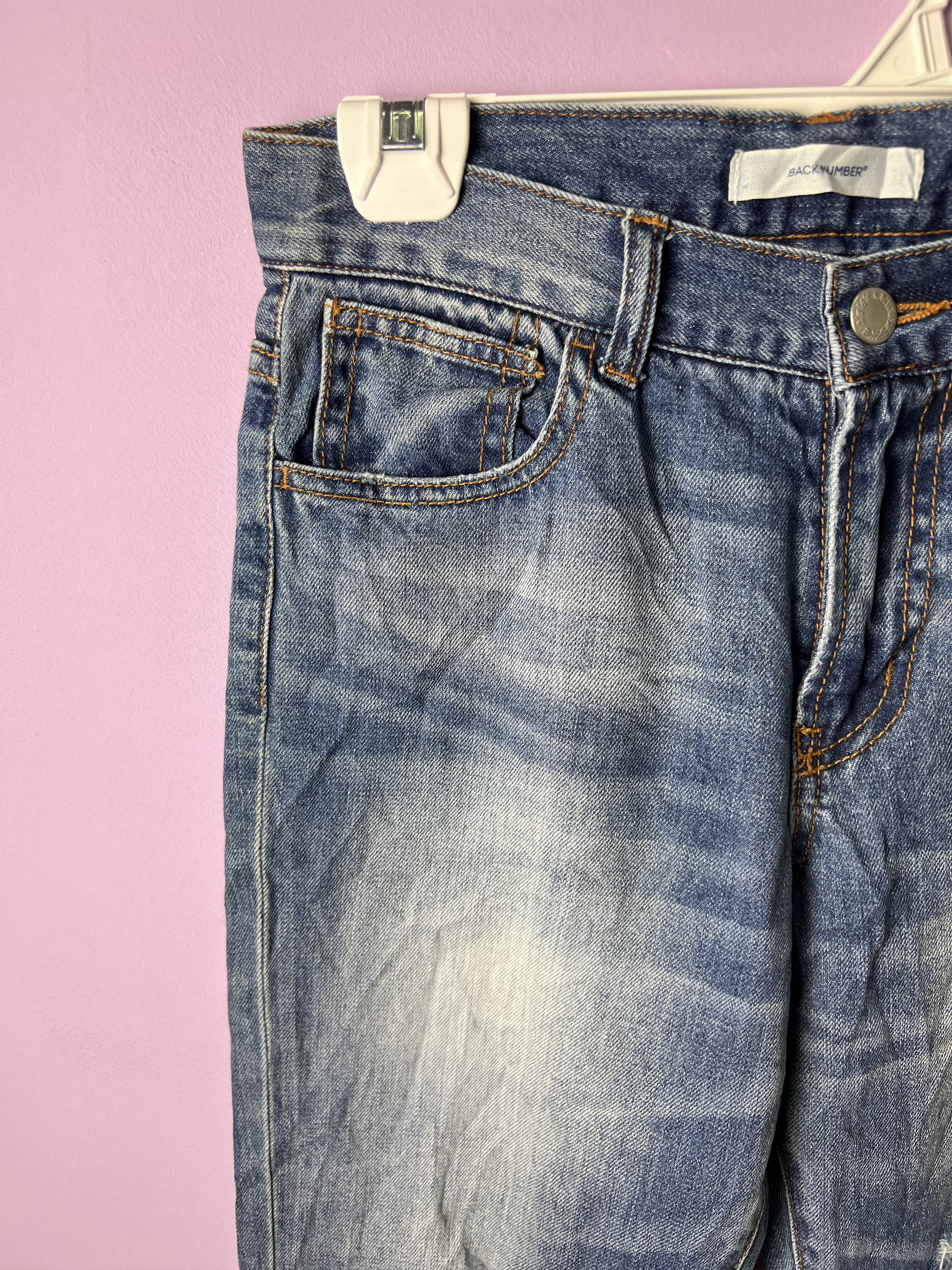Japanese Brand 🔥Cropped Back Number Distressed Denim Size US 28 / EU 44 - 5 Thumbnail
