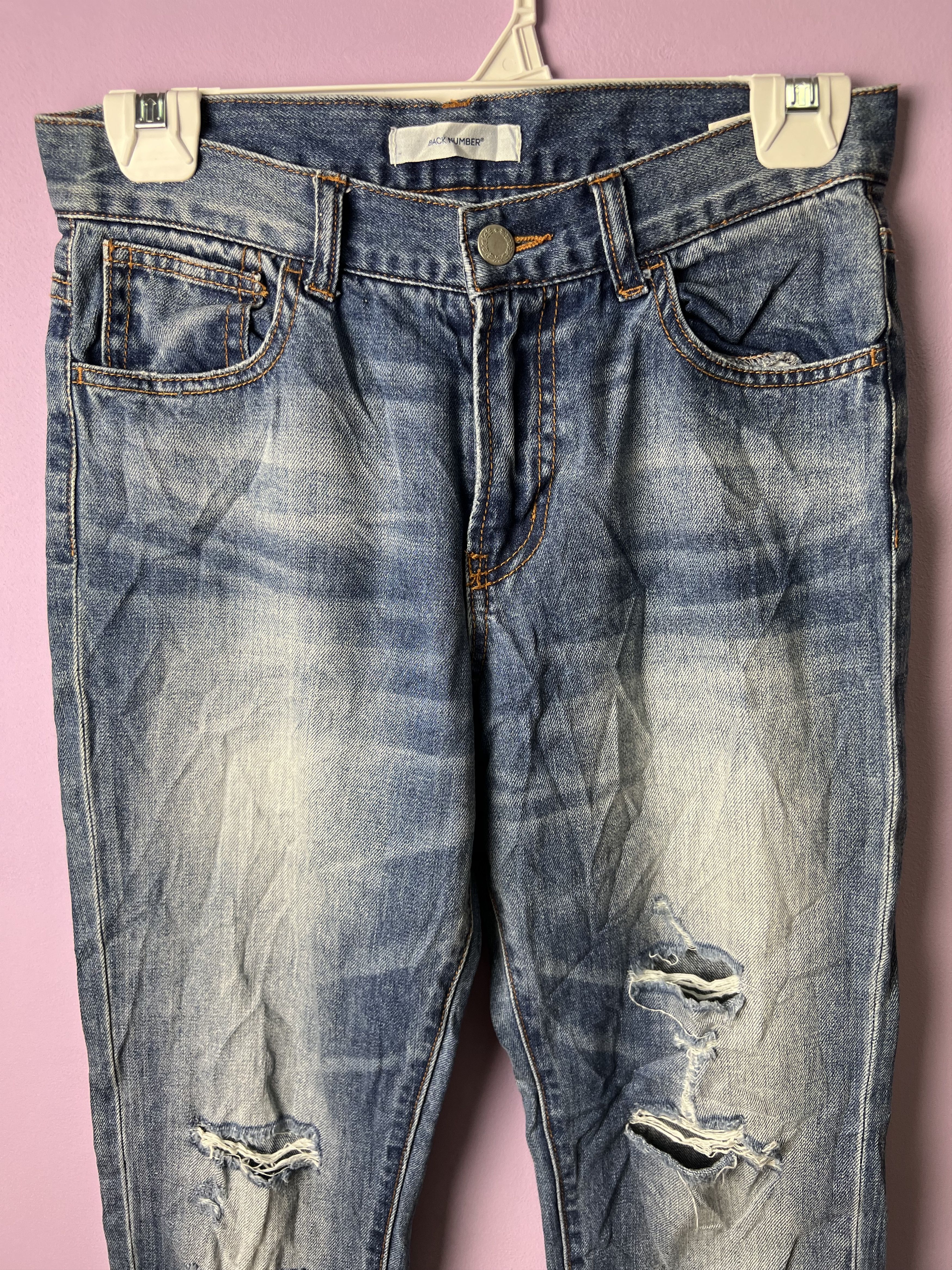 Japanese Brand 🔥Cropped Back Number Distressed Denim Size US 28 / EU 44 - 4 Thumbnail