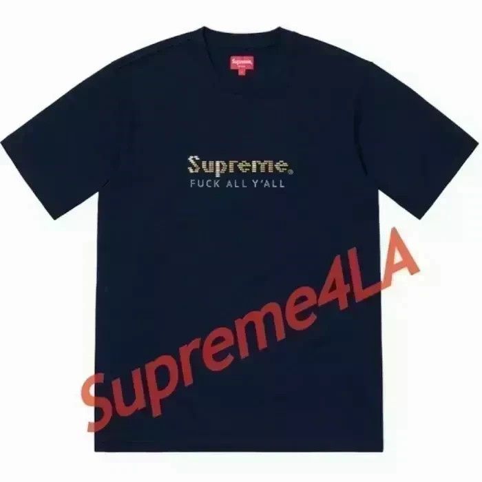 image of Supreme 19S/s Gold Bars Tee Navy Size M, Men's