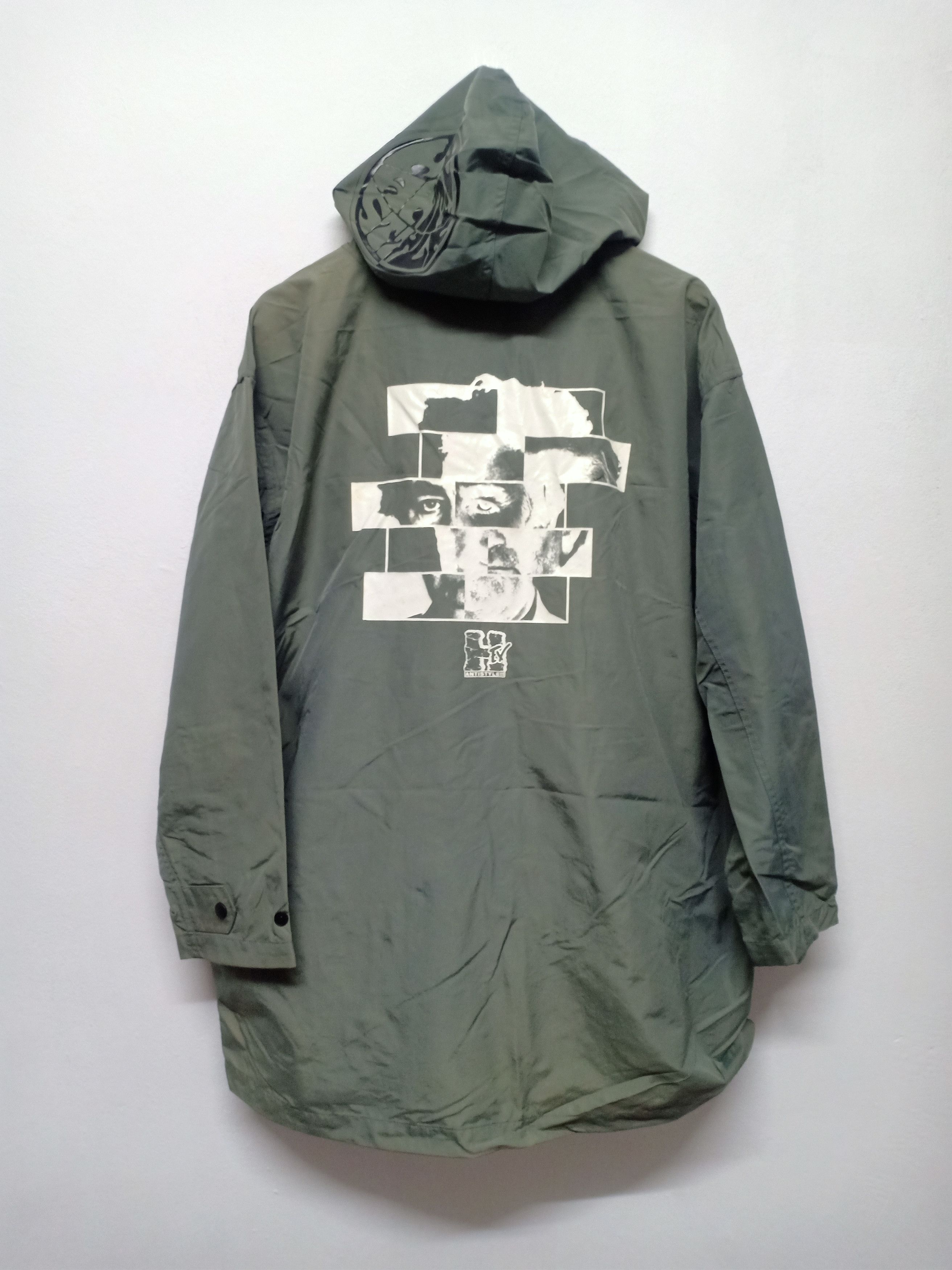 image of Designer hex Anti Style Hooded Parka in Green/Grey, Men's (Size Medium)