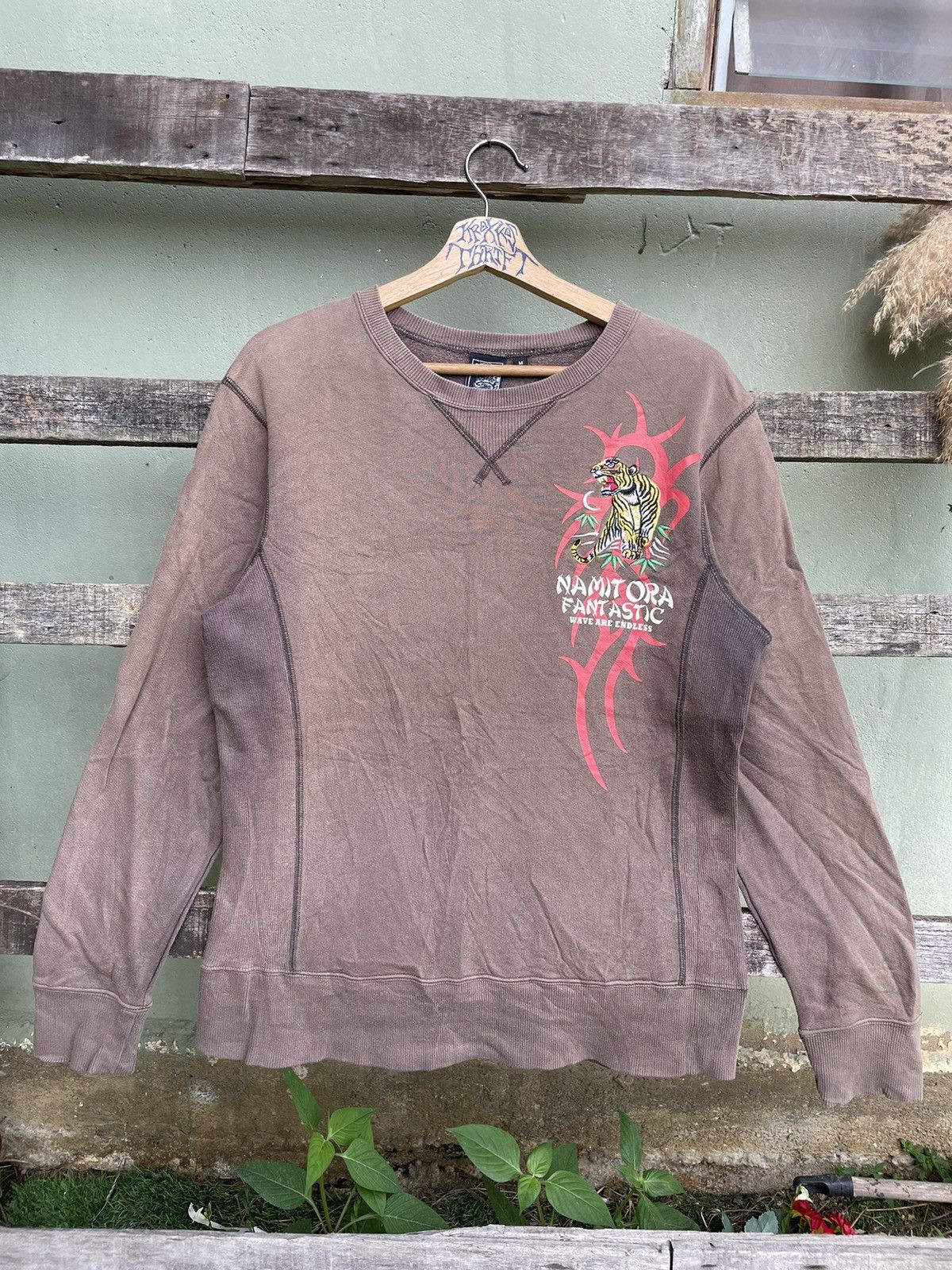 Japanese Brand × Vintage Vintage Sukajan Namitatsu Tiger Embroidery Big Logo Sweter Size US M / EU 48-50 / 2 - 2 Thumbnail