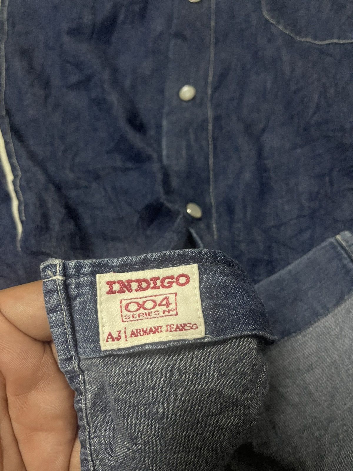 Armani Rare Vintage ARMANI JEANS AJ Indigo Denim Jeans Shirt Size US XL / EU 56 / 4 - 6 Thumbnail