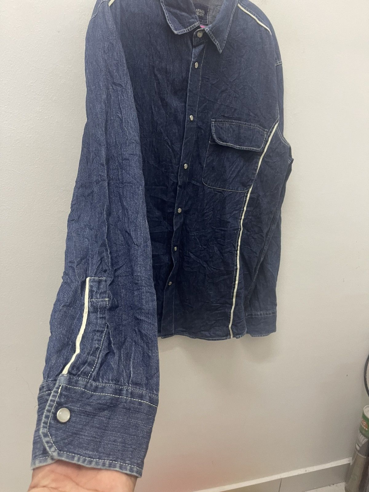 Armani Rare Vintage ARMANI JEANS AJ Indigo Denim Jeans Shirt Size US XL / EU 56 / 4 - 3 Thumbnail