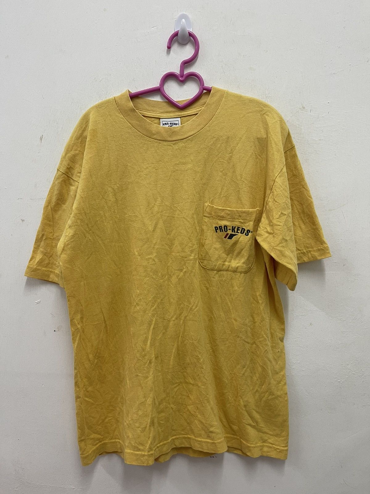 image of Made In USA x Pro Keds Vintage Pro Keds Single Pocket Tee in Yellow, Men's (Size Medium)