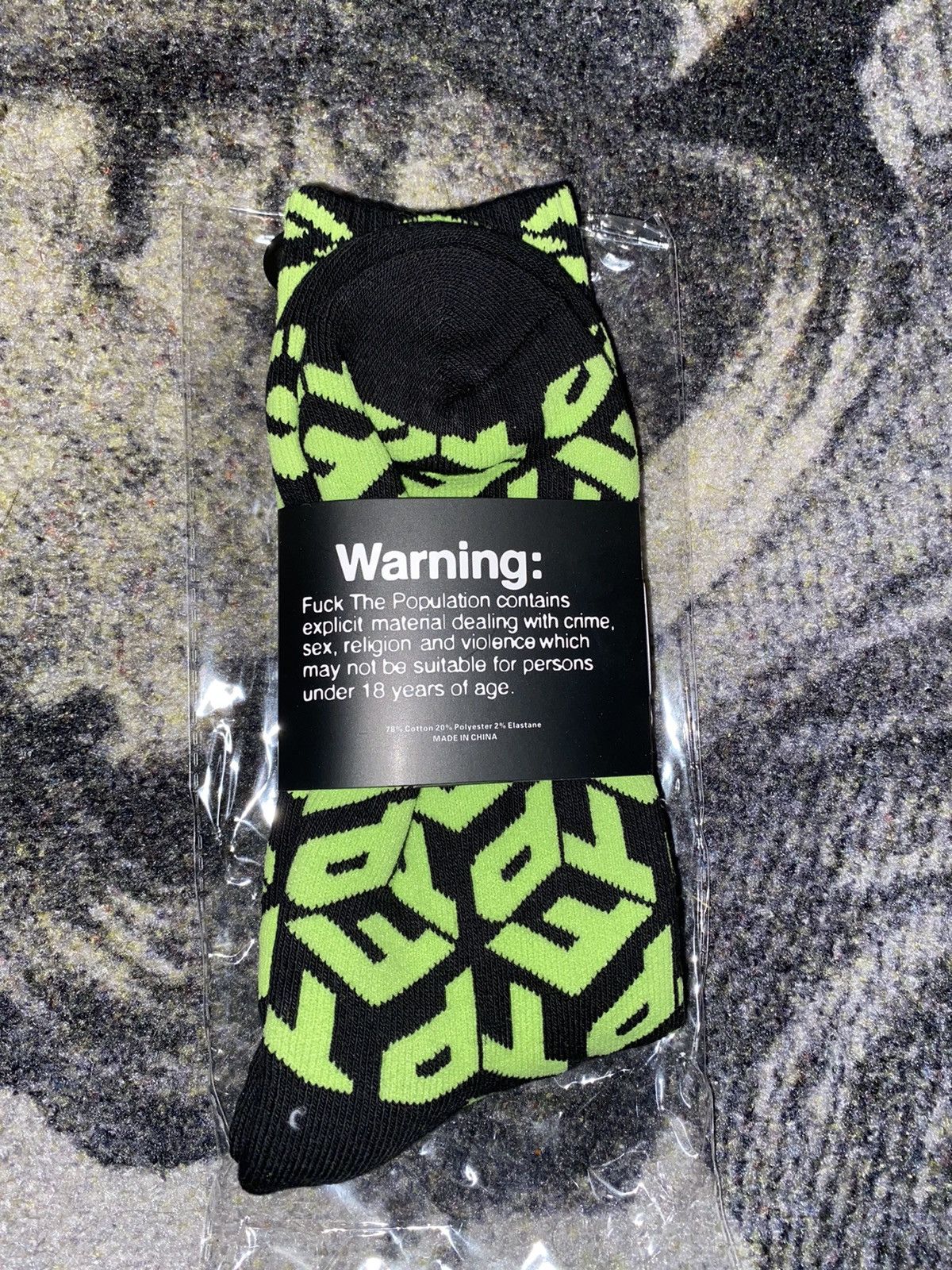 Fuck The Population FTP DIMENSION LOGO SOCKS (GREEN/BLACK) Size ONE SIZE - 2 Thumbnail