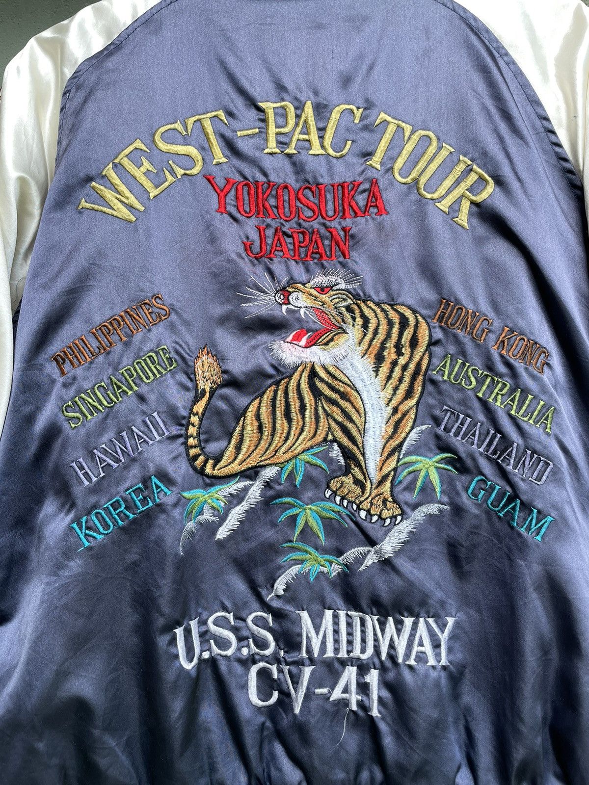 Japanese Brand × Vintage Vintage Sukajan USS Midway Tiger Embroidery Jacket Size US L / EU 52-54 / 3 - 8 Thumbnail