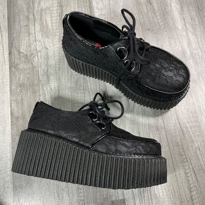 Demonia Cult DEMONIA CREEPER212 Lolita Goth Black Lace Platform