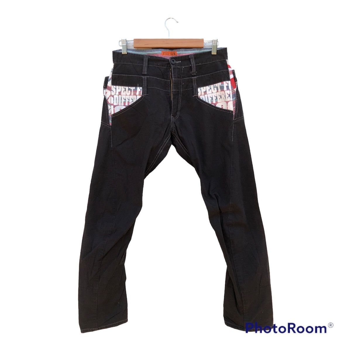 Designer × Japanese Brand Full Glow - Flared Curved Leg Pants Double Waist Size US 31 - 1 Thumbnail