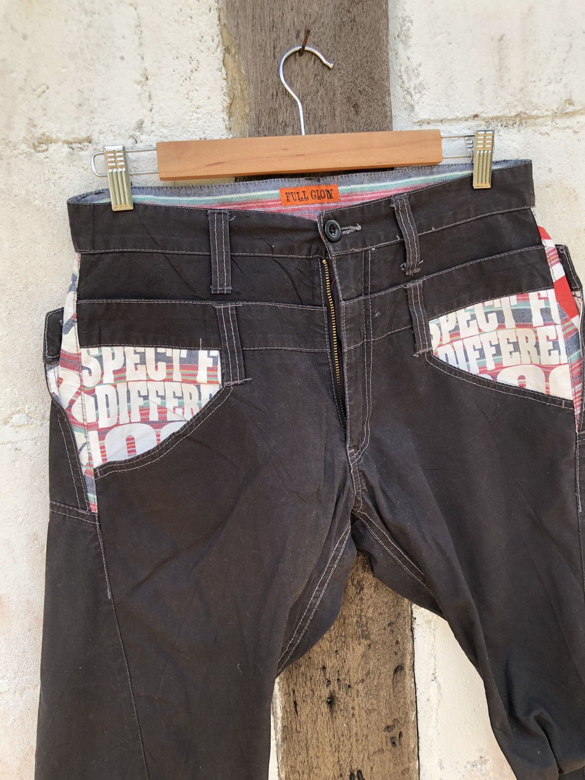 Designer × Japanese Brand Full Glow - Flared Curved Leg Pants Double Waist Size US 31 - 4 Thumbnail