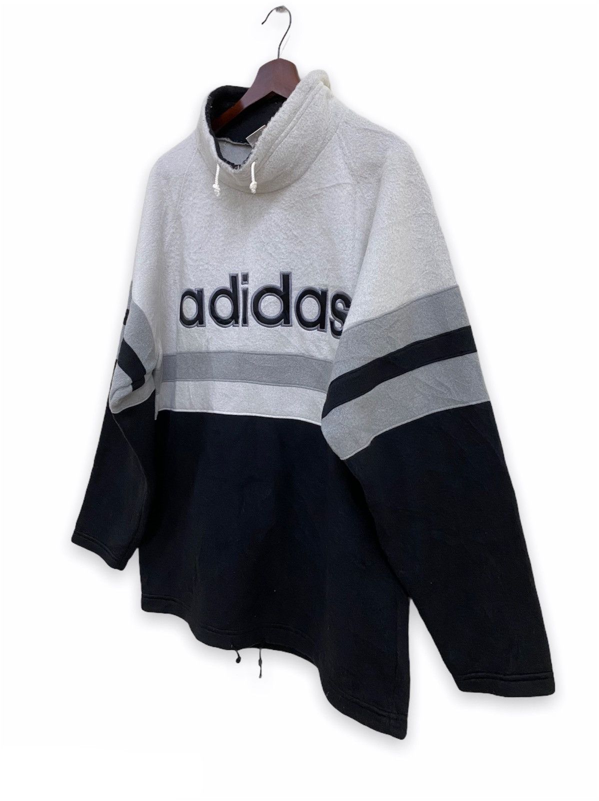 Adidas × Japanese Brand × Vintage Vintage Adidas Big Logo Fleece Turtleneck Jacket Sweater Size US L / EU 52-54 / 3 - 2 Thumbnail
