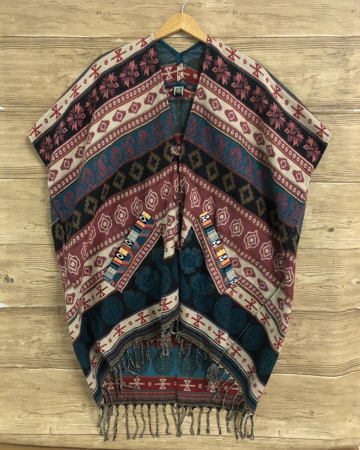 image of Vintage Poncho Alpaca Navajo Native Hippie Indian Xl, Men's (Size Large)