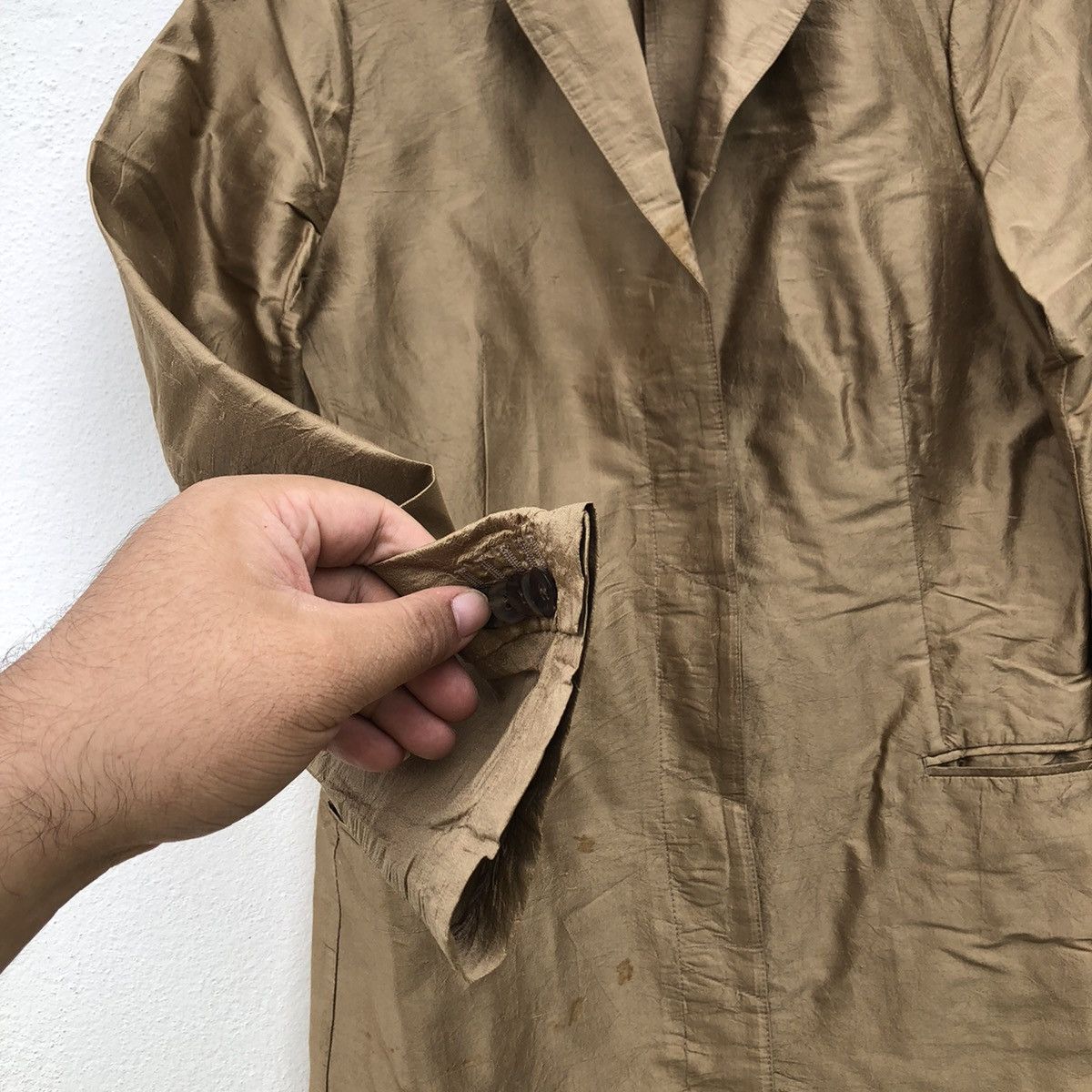 NEWYORKINDUSTRIE NEW YORK INDUSTRIES 100% SILK LONG JACKET MADE IN ITALY Size US S / EU 44-46 / 1 - 6 Thumbnail