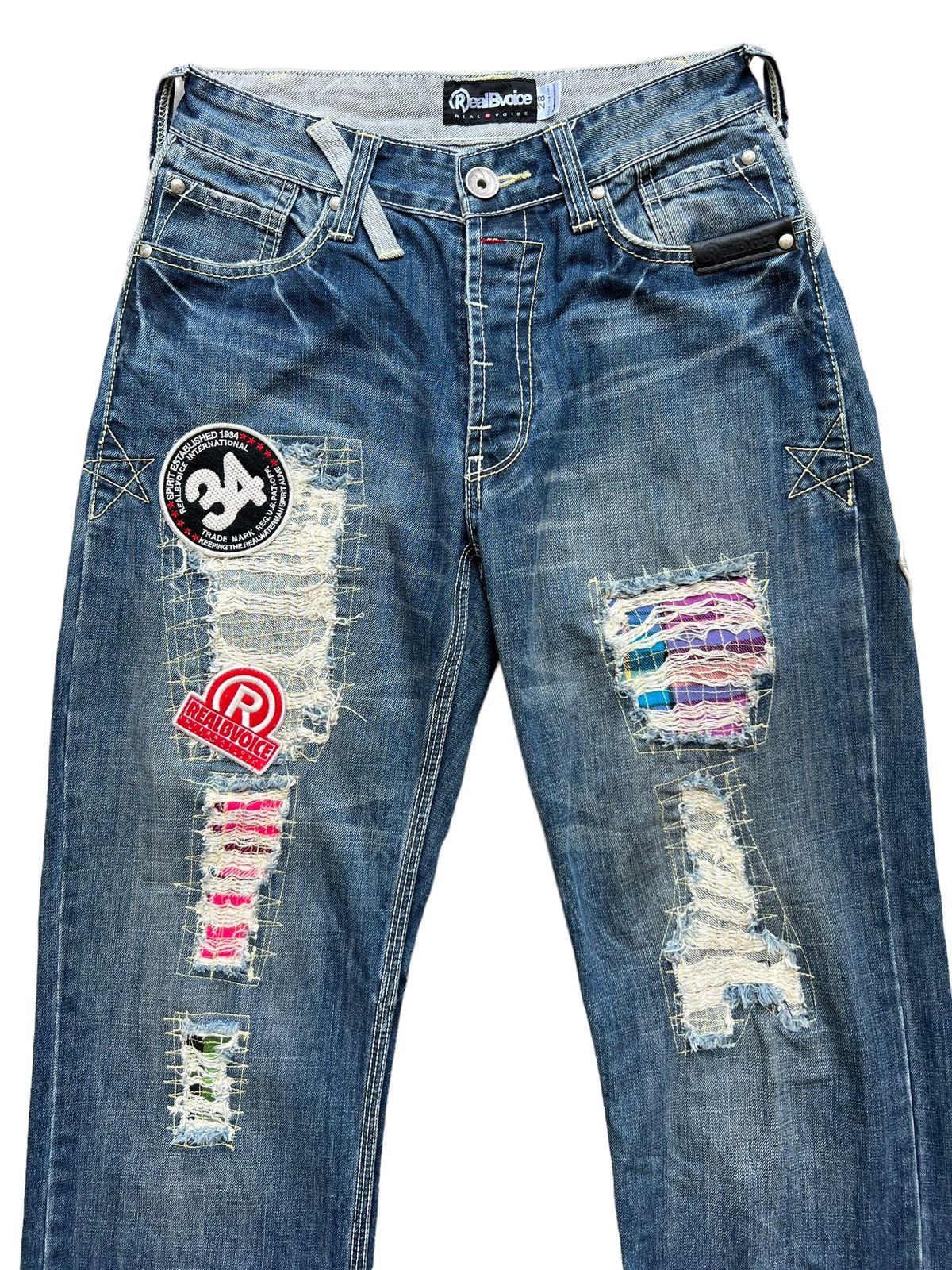 Japanese Brand RBV Jeans Patchwork Distressed Denim Jeans 28x30 Size US 28 / EU 44 - 4 Thumbnail