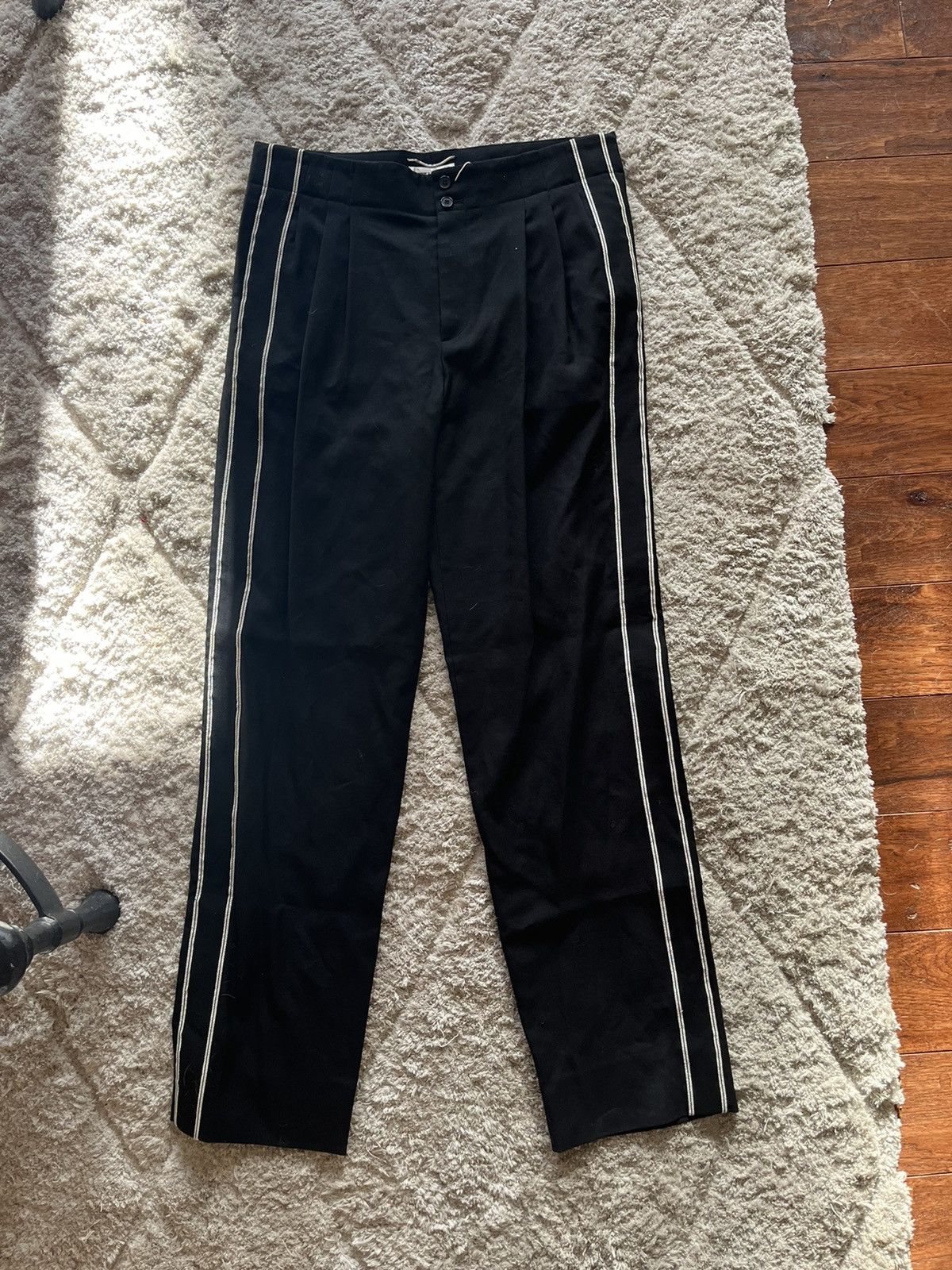 image of Saint Laurent Paris Hedi Fw16 Striped Trousers in Black, Men's (Size 32)
