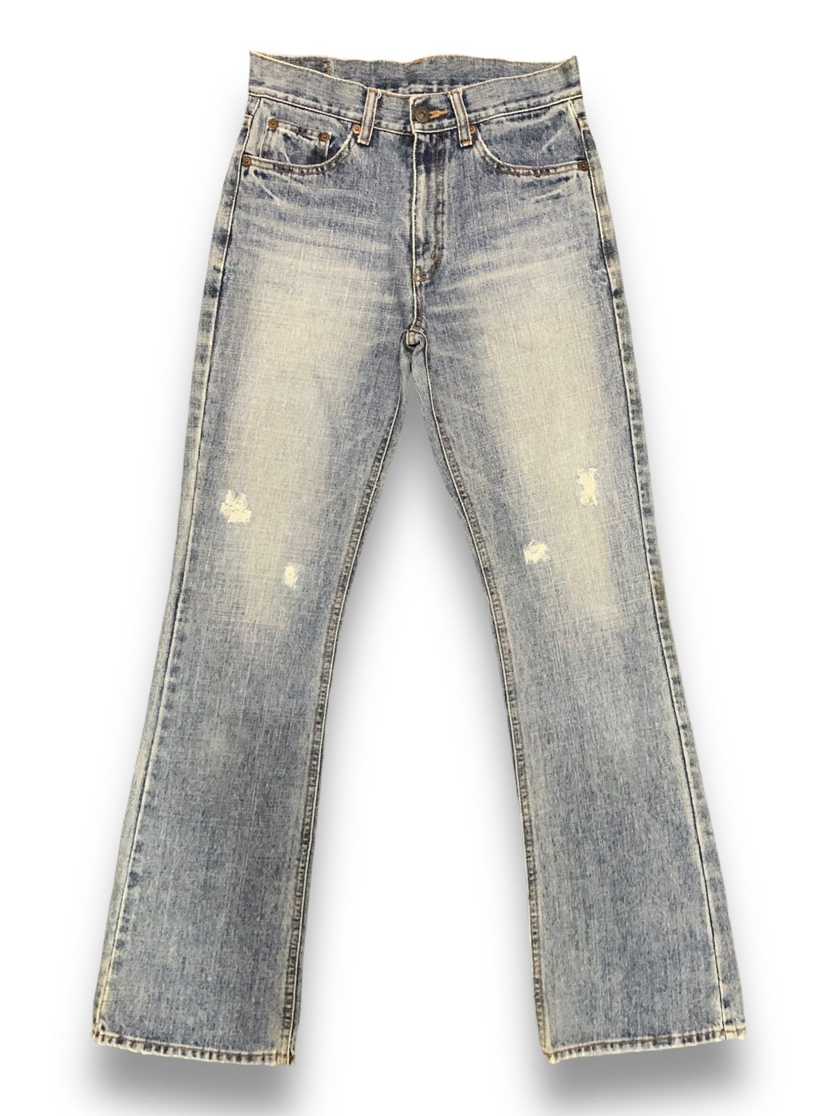 Pre-owned Distressed Denim X Hysteric Glamour Vintage Japanese Bobson Chessking Distressed Flare Jeans In Light Blue Wash