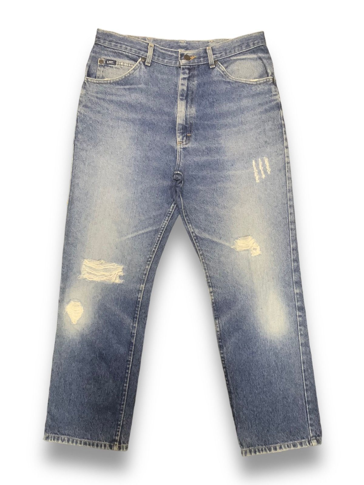 Lee Vintage 80s Lee Faded Classic Fit Clawmark Distressed Jeans Size US 32 / EU 48 - 1 Thumbnail
