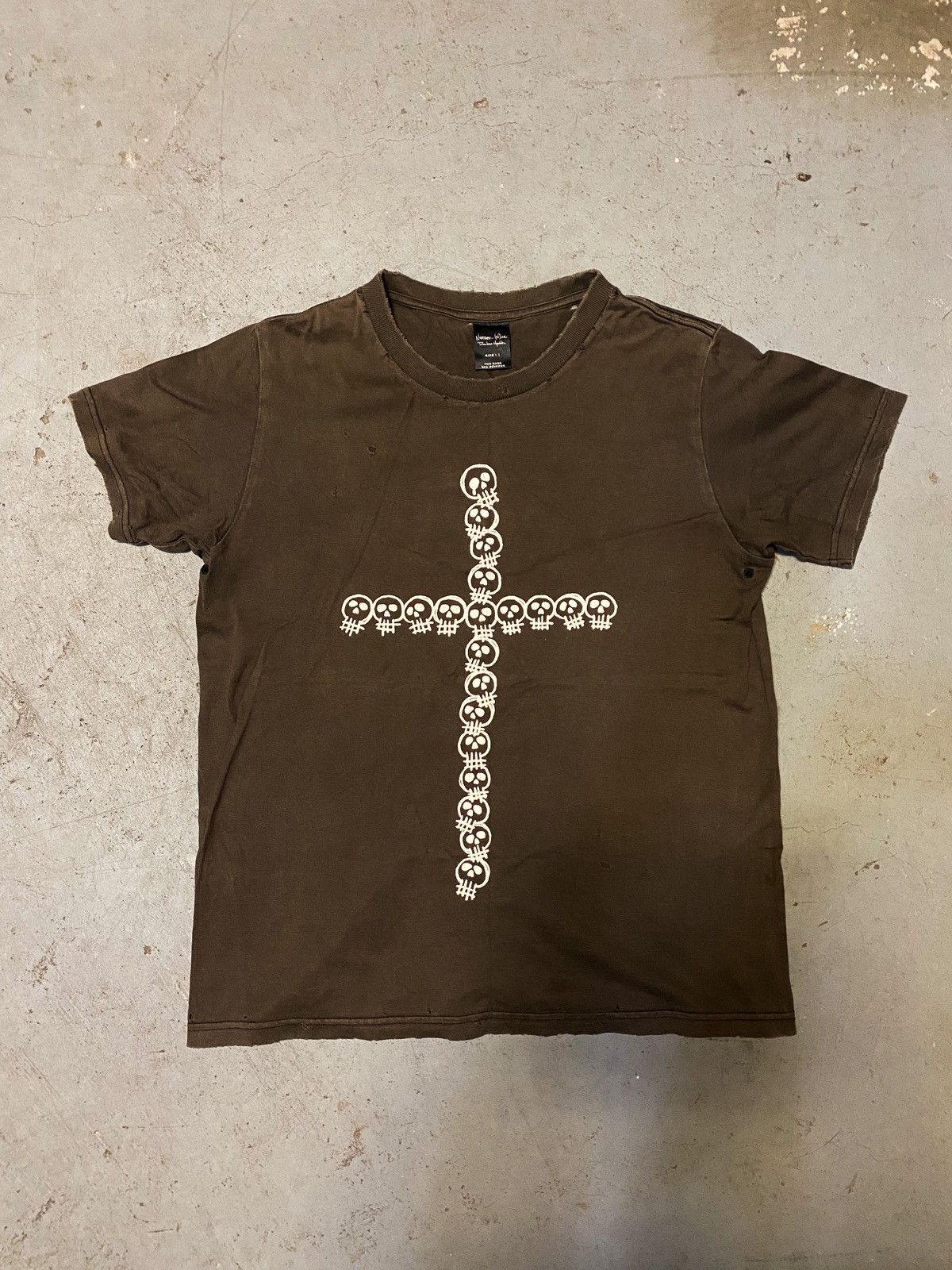 Pre-owned Number N Ine X Takahiromiyashita The Soloist Ss05 Number (n)ine “night Crawler” Skull Cross Tee In Brown