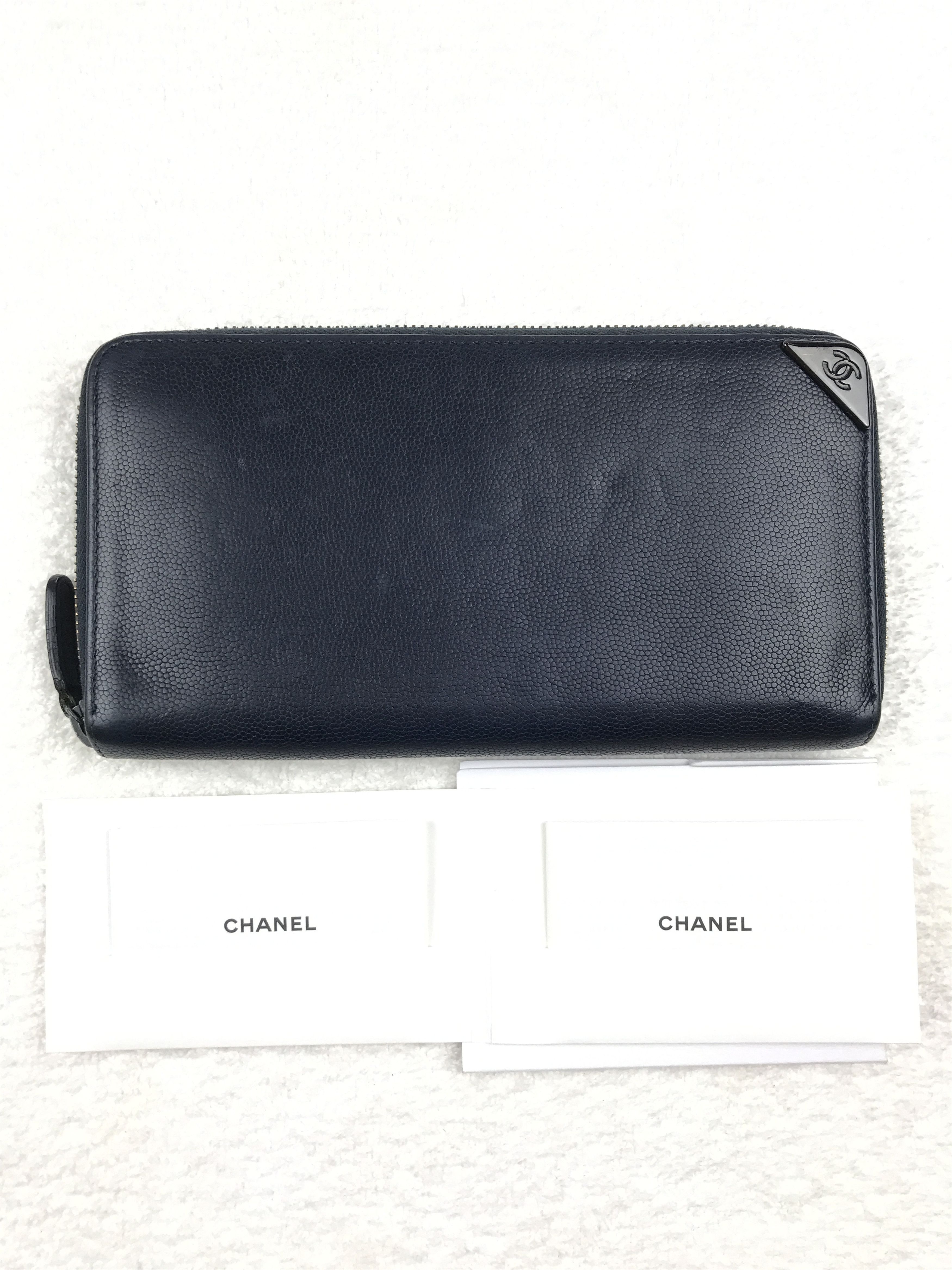 Chanel × Vintage Chanel Black Caviar Zip Around Long Wallet Size ONE SIZE - 12 Thumbnail
